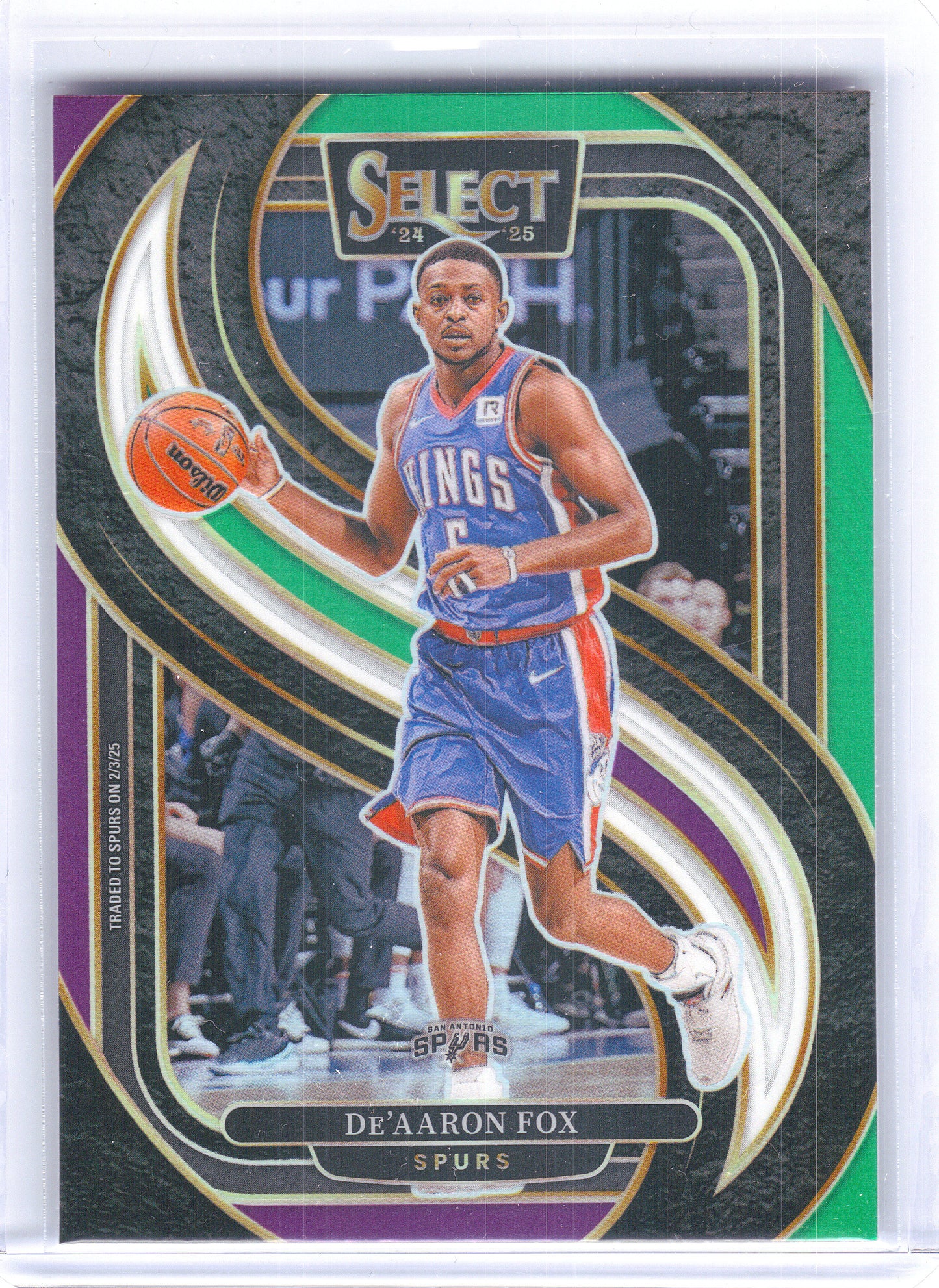 2024-25 Panini Select #150 De'Aaron Fox Green White Purple Prizm San Antonio Spurs