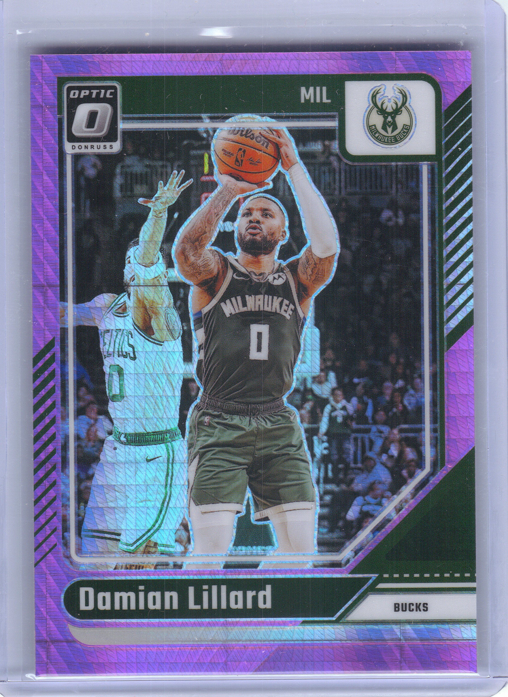 2024-25 Donruss Optic #83 Damian Lillard Hyper Pink Milwaukee Bucks