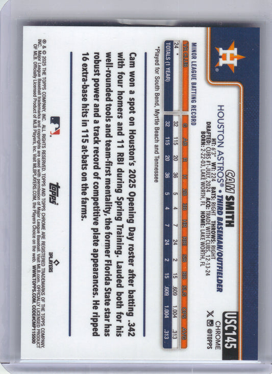 2025 Topps Chrome Update #USC145 Cam Smith Houston Astros Rookie