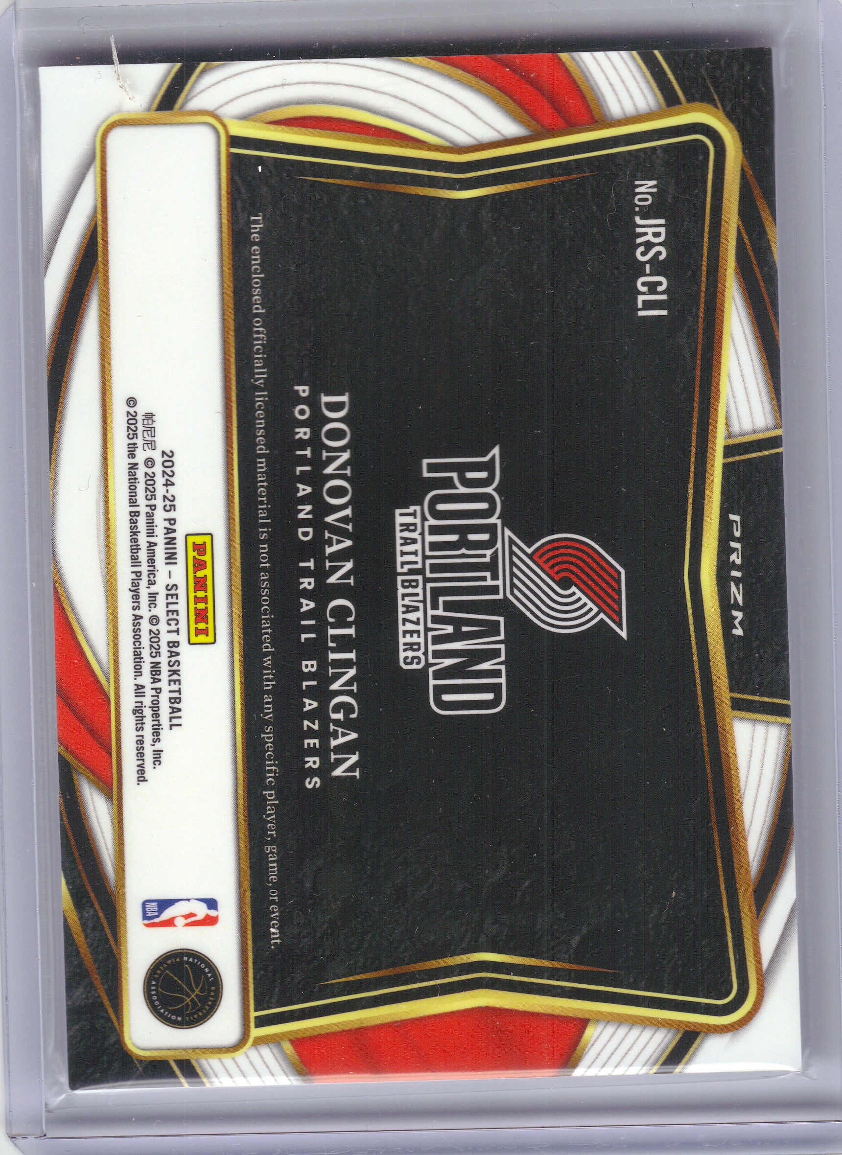 2024-25 Panini Select #JRS-CLI Donovan Clingan Jumbo Rookie Swatches Portland Trail Blazers Memorabilia