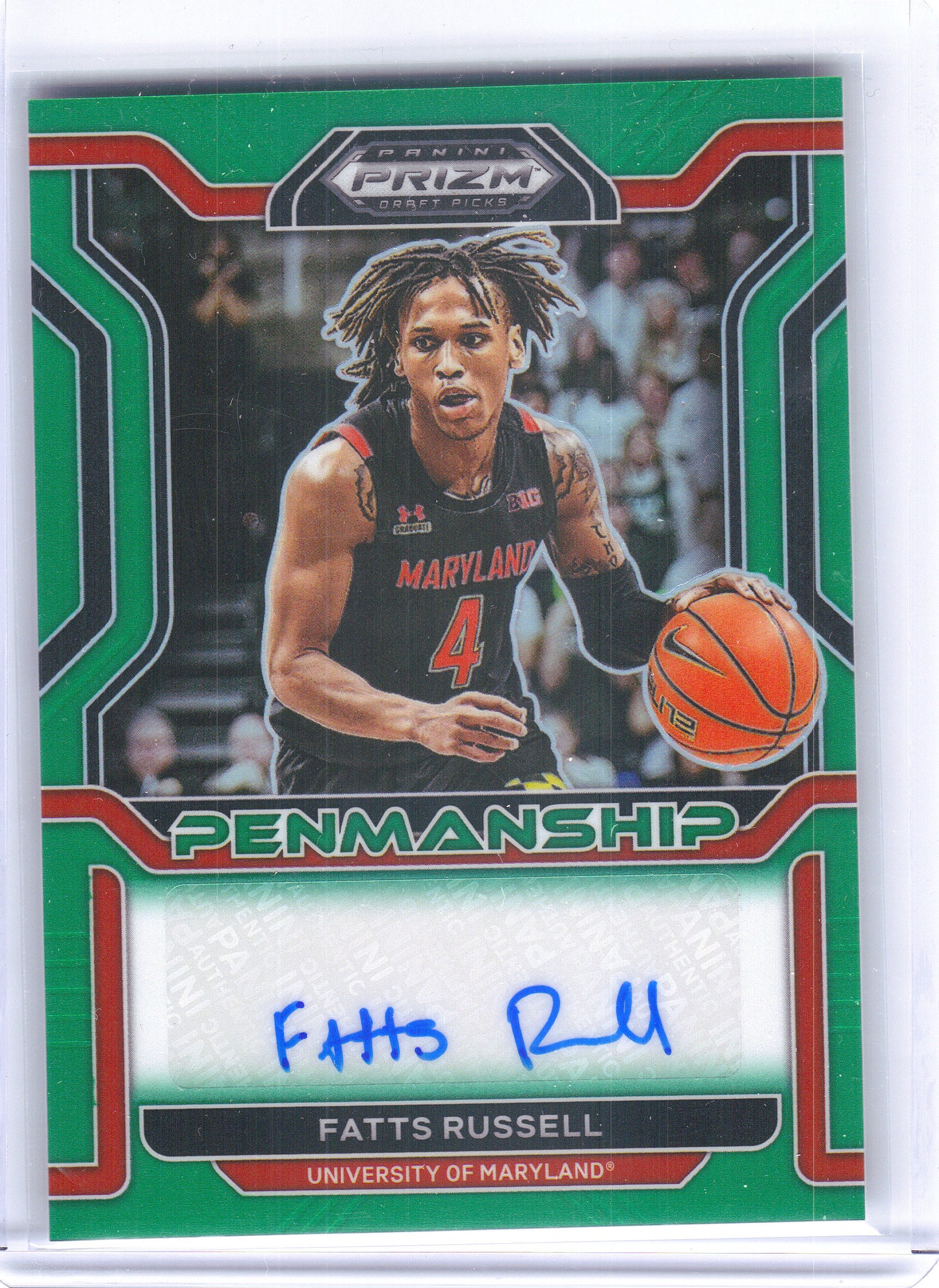 2022 Panini Prizm Draft Picks #CP-FAT Fatts Russell College Penmanship Prizms Green Maryland Terrapins Auto
