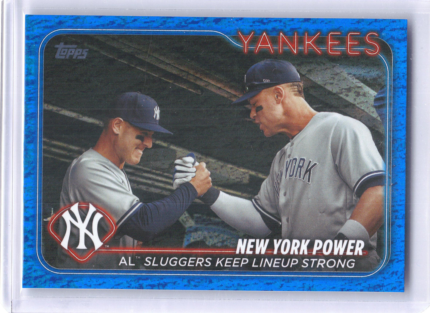 2024 Topps #315 New York Power: AL Sluggers Keep Lineup Strong Blue Holofoil #/999 New York Yankees SN