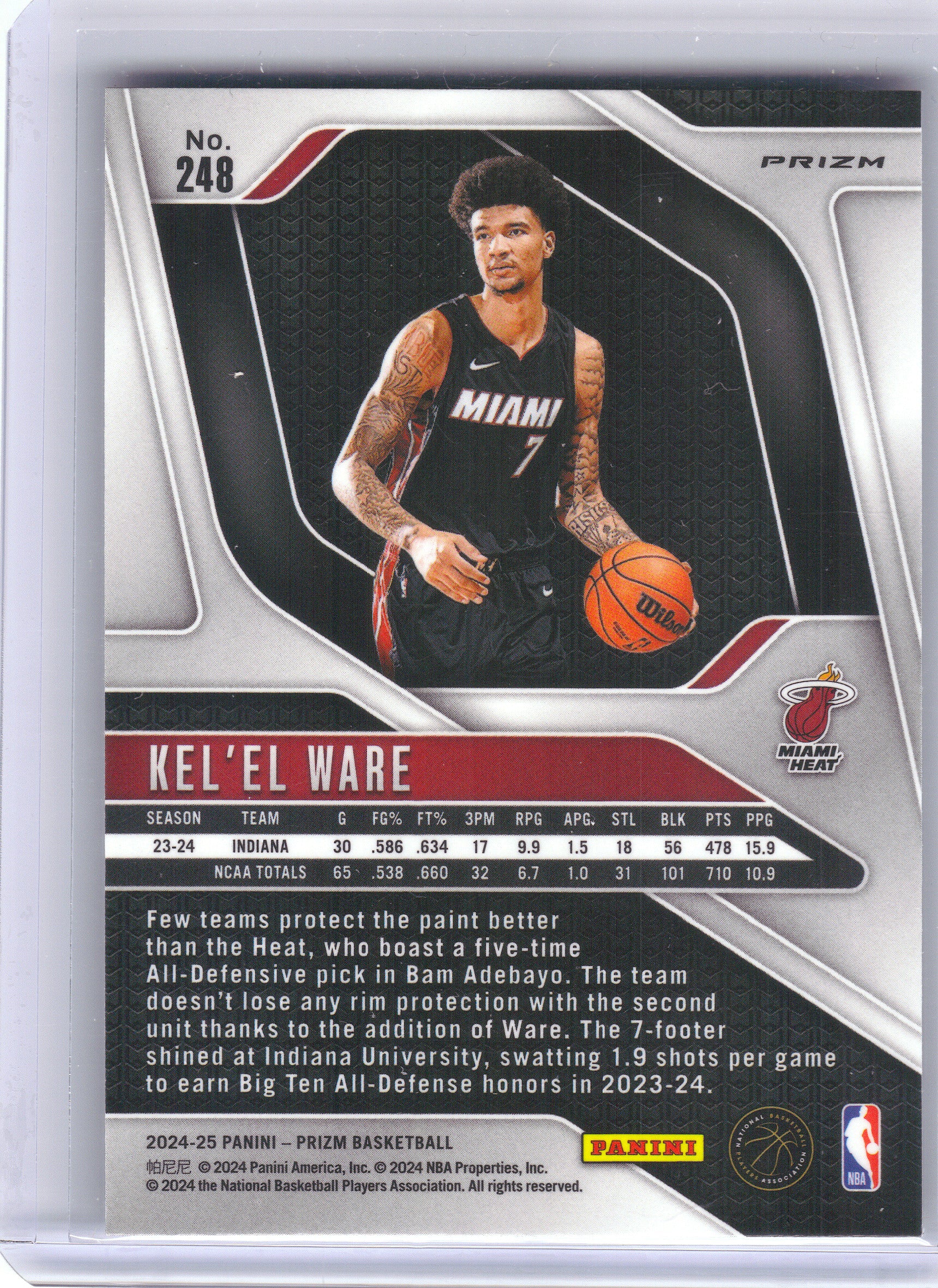 2024-25 Panini Prizm #248 Kel'el Ware Prizms Chinese Miami Heat