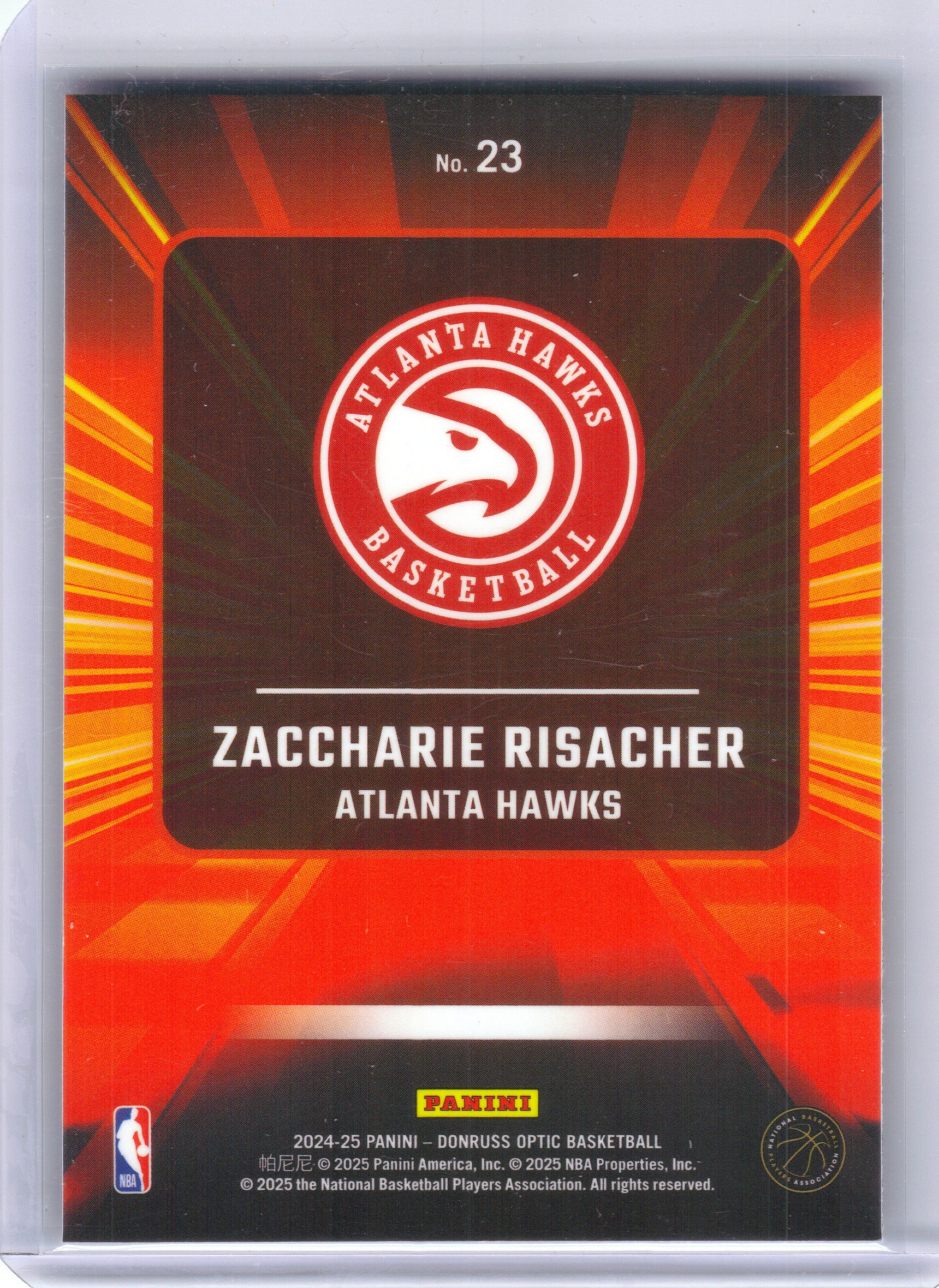 2024-25 Donruss Optic #23 Zaccharie Risacher Express Lane Atlanta Hawks