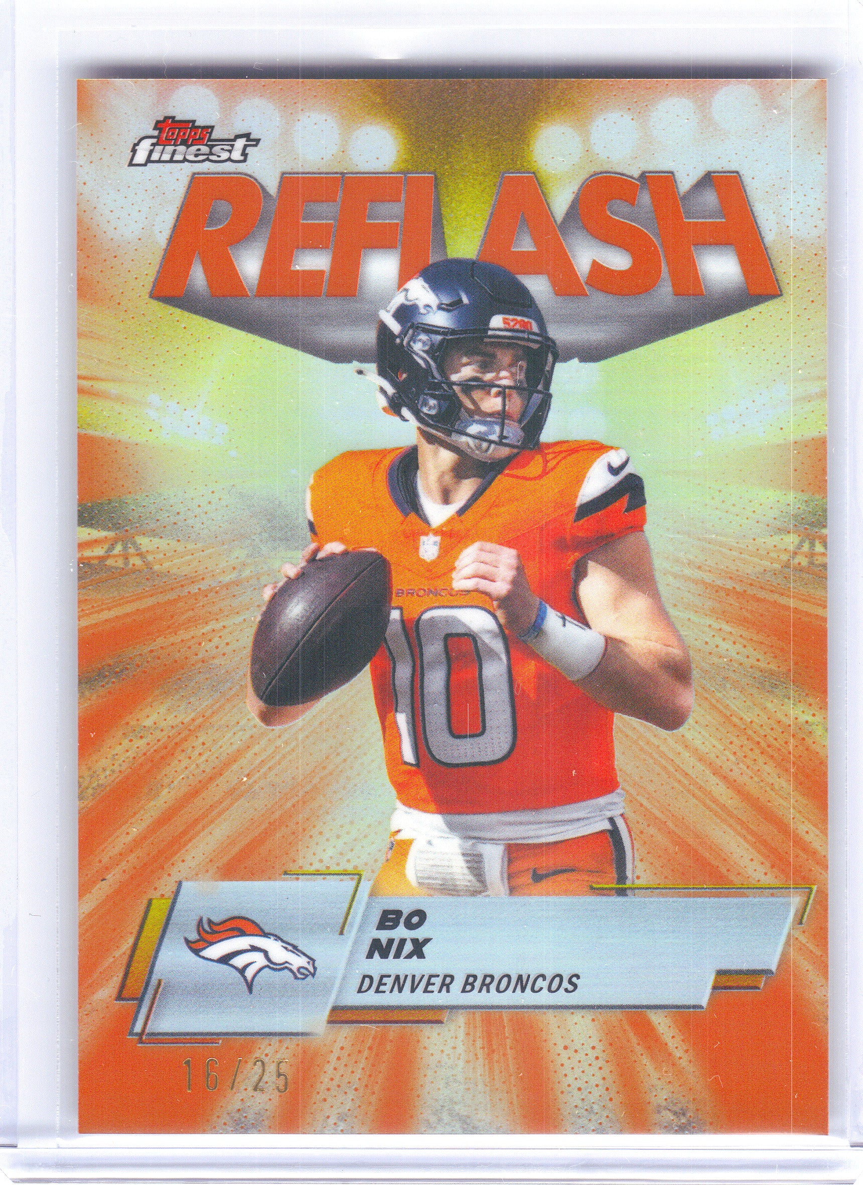 2025 Finest #RF-3 Bo Nix Reflash Orange Refractor #/25 Denver Broncos SN