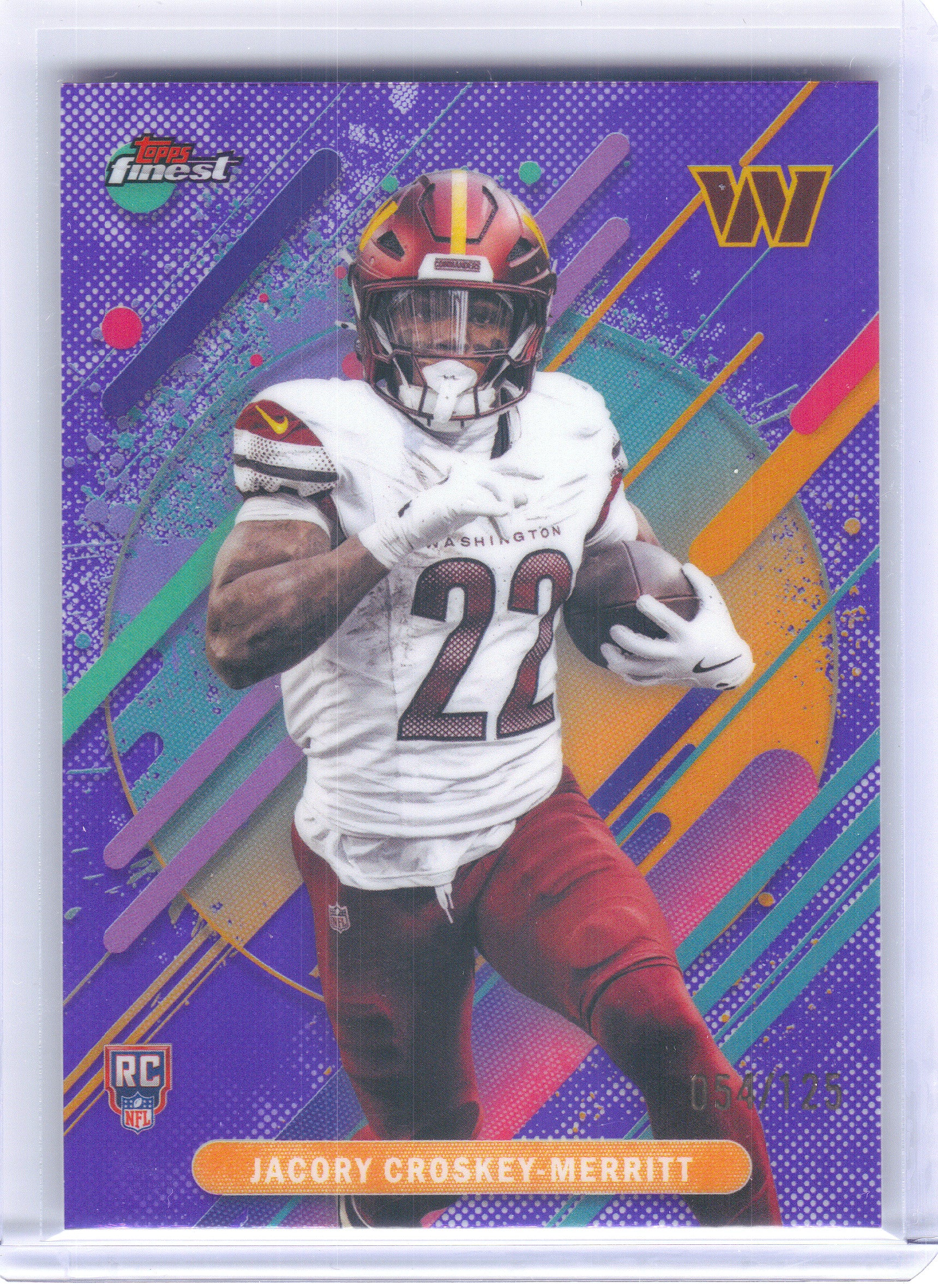 2025 Finest #213 Jacory Croskey-Merritt Purple Refractor #/125 Washington Commanders SN, Rookie