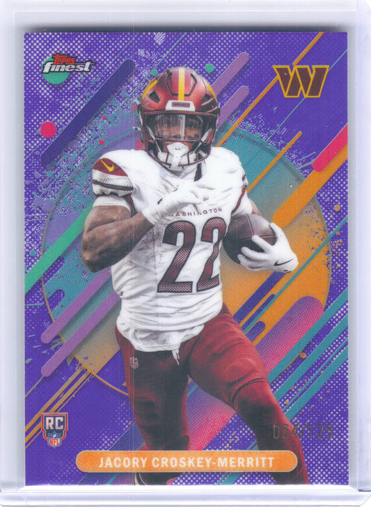 2025 Finest #213 Jacory Croskey-Merritt Purple Refractor #/125 Washington Commanders SN, Rookie