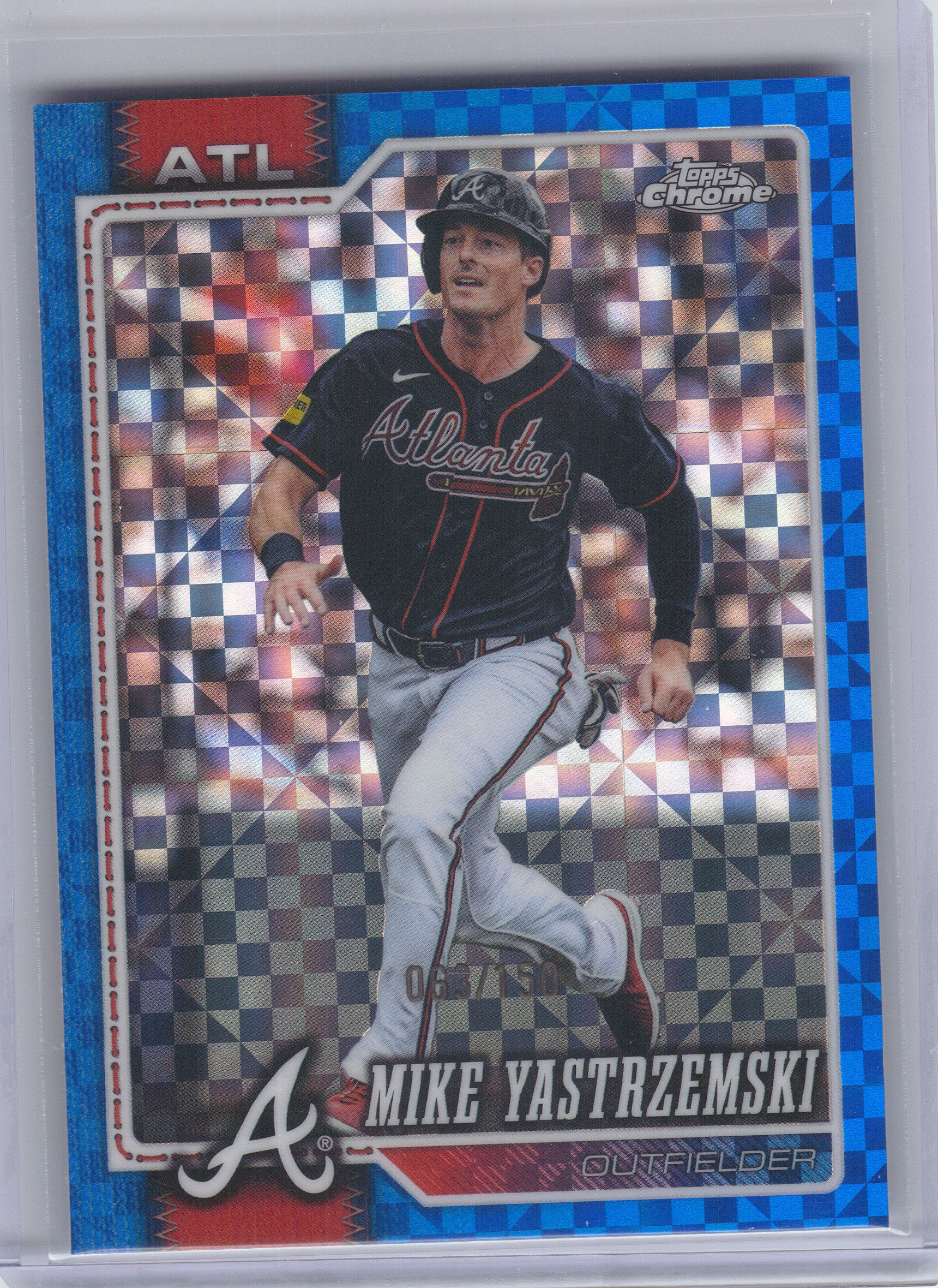 2026 Topps Chrome #178 Mike Yastrzemski Blue X-Fractors #/150 Atlanta Braves SN
