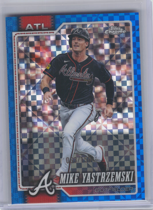 2026 Topps Chrome #178 Mike Yastrzemski Blue X-Fractors #/150 Atlanta Braves SN