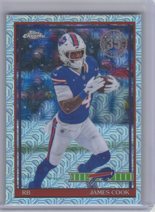 2026 Topps Flagship #91TC-12 James Cook 1991 Topps Flagship Football Chrome Mojo Chrome Buffalo Bills