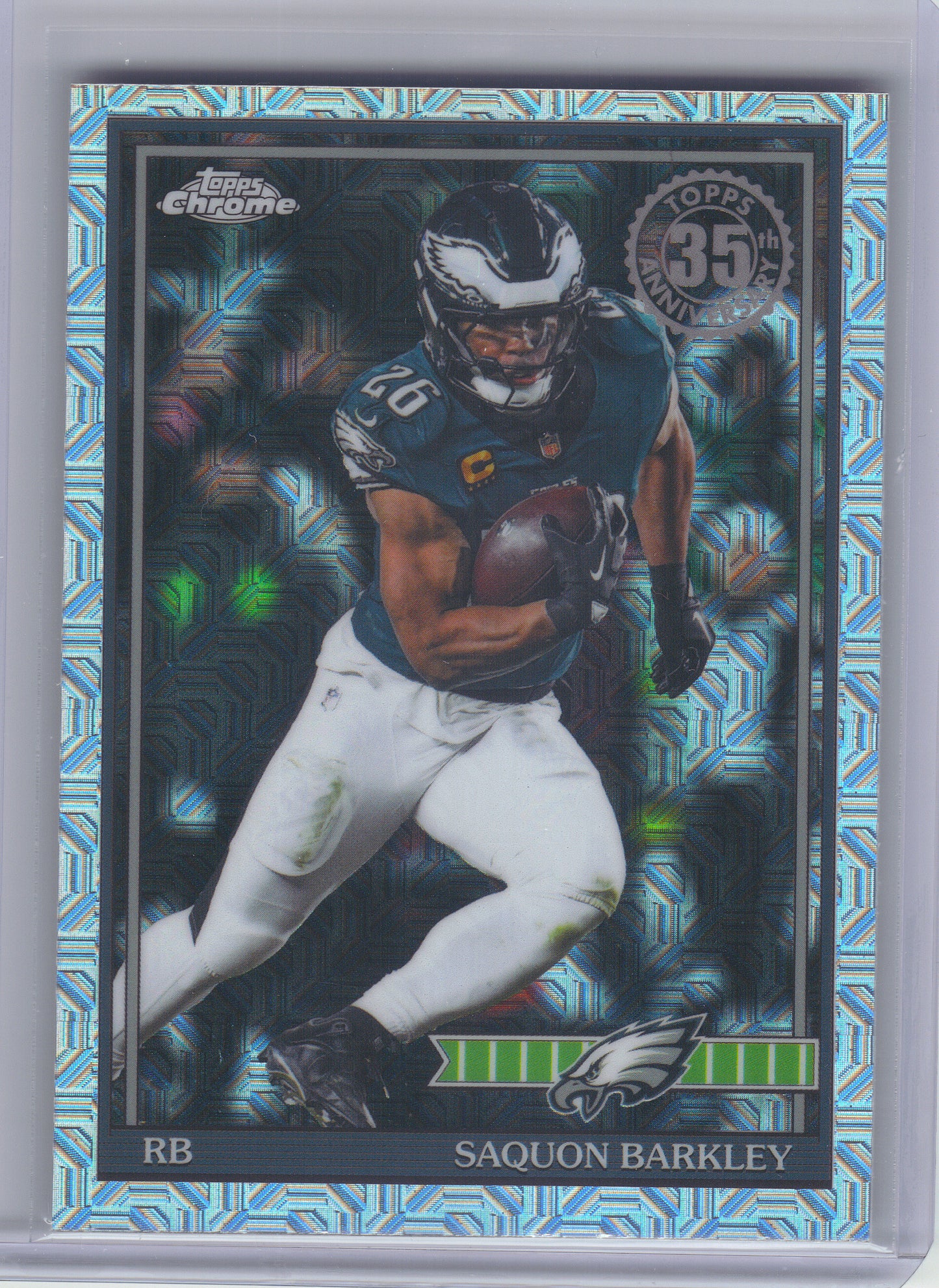 2026 Topps Flagship #91TC-19 Saquon Barkley 1991 Topps Flagship Football Chrome Mojo Chrome Philadelphia Eagles