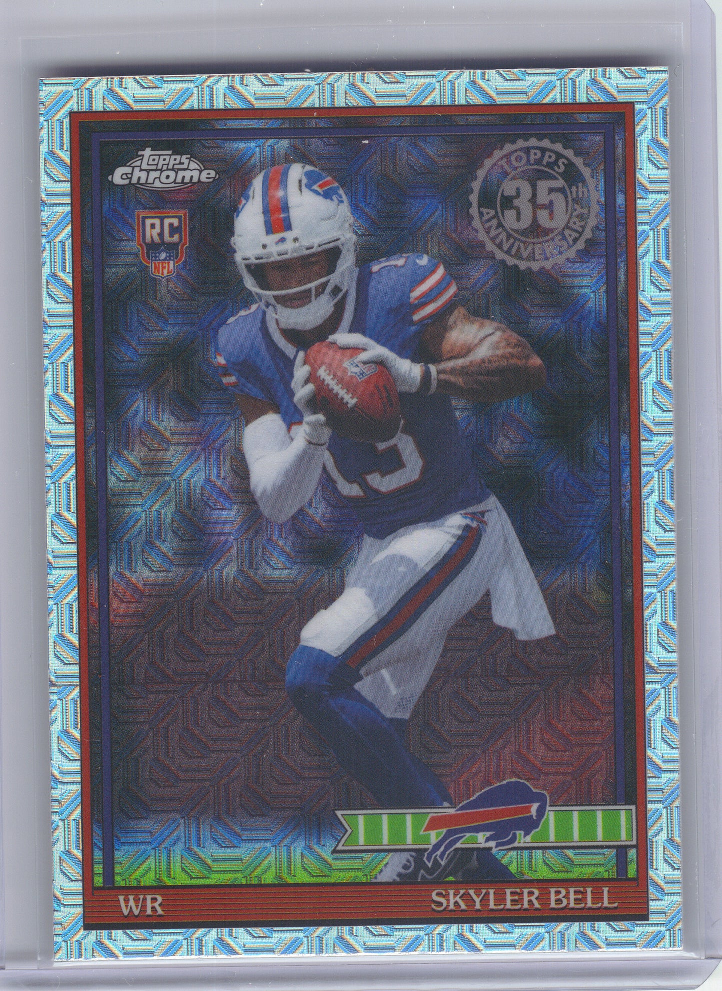 2026 Topps Flagship #91TRC-27 Skyler Bell 1991 Topps Flagship Football Rookies Chrome Mojo Chrome Buffalo Bills