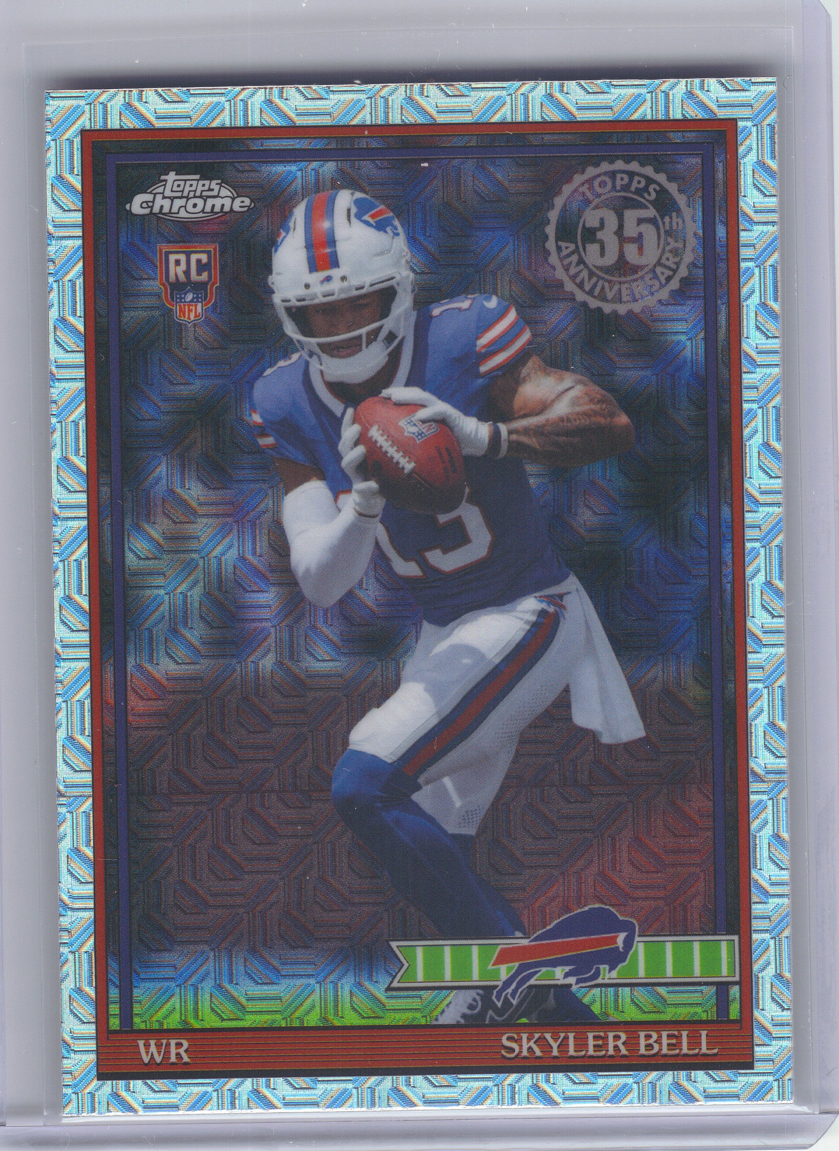 2026 Topps Flagship #91TRC-27 Skyler Bell 1991 Topps Flagship Football Rookies Chrome Mojo Chrome Buffalo Bills