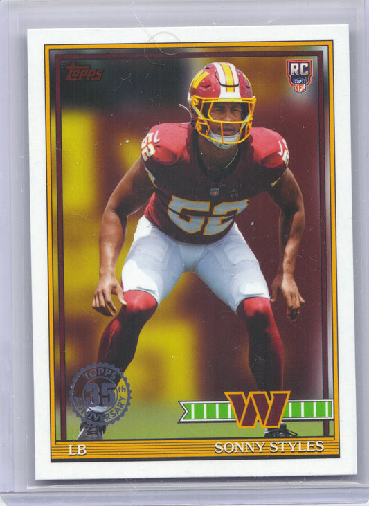 2026 Topps Flagship #91TR-47 Sonny Styles 1991 Topps Flagship Football Rookies Washington Commanders