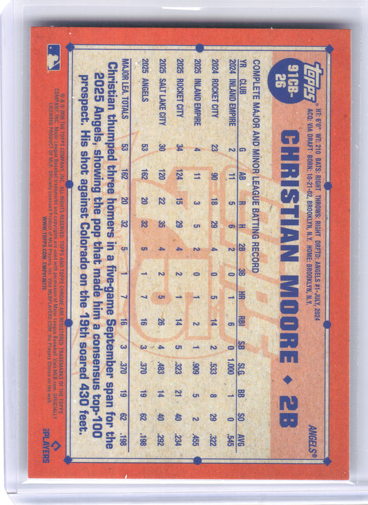 2026 Topps Chrome #91CB-26 Christian Moore 1991 Topps Baseball 35th Anniversary Los Angeles Angels