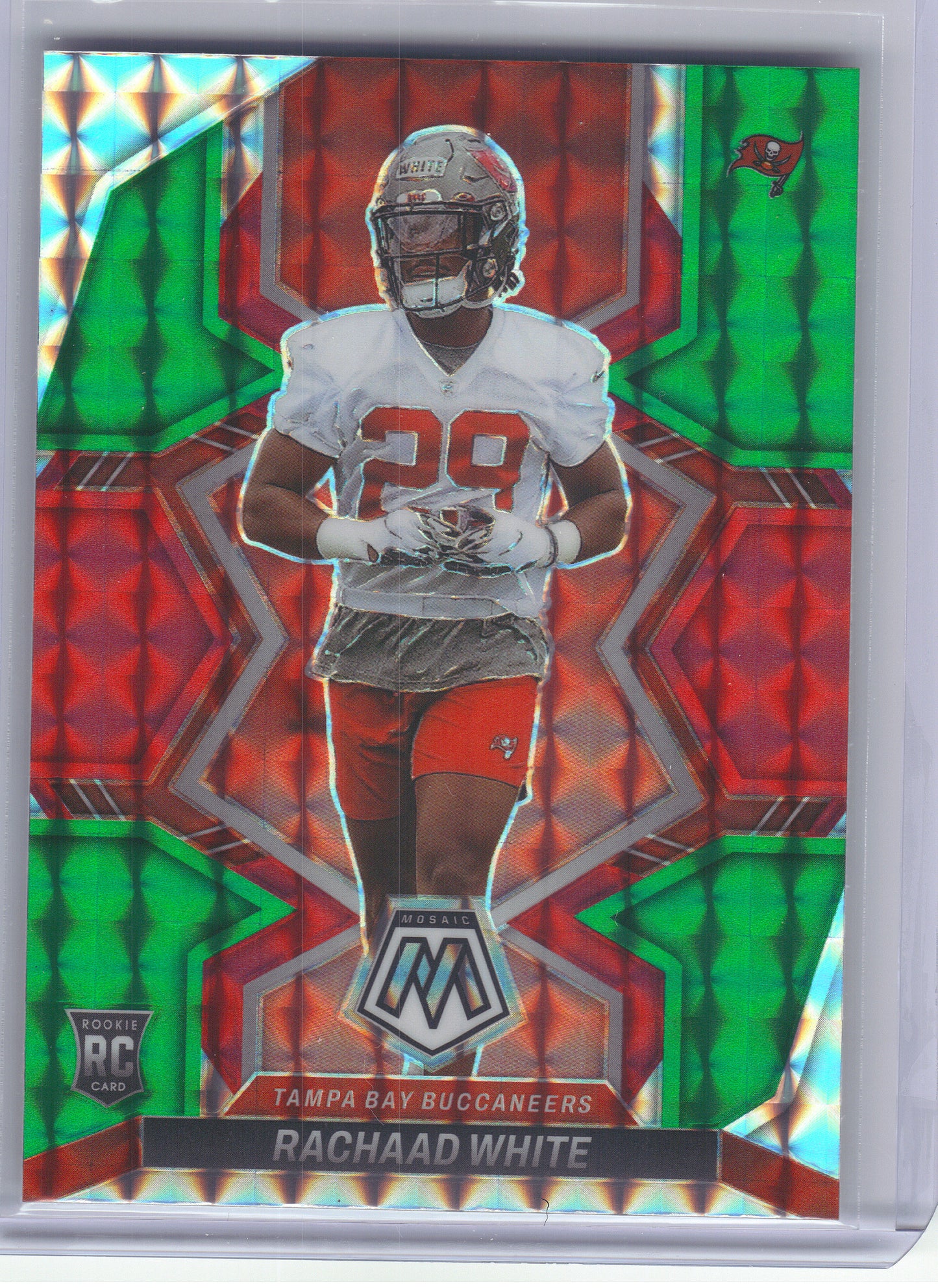 2022 Panini Mosaic #345 Rachaad White Mosaic Choice Red and Green Tampa Bay Buccaneers RC