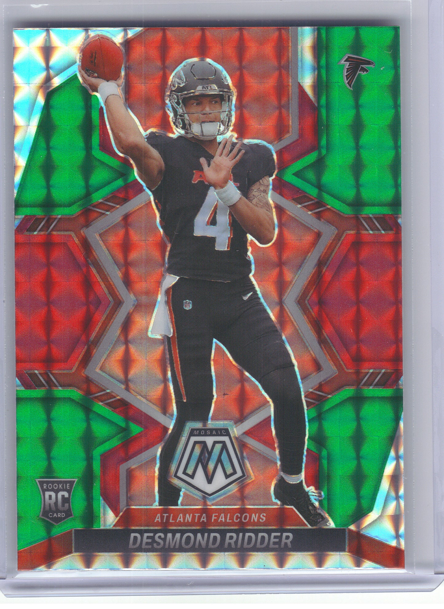 2022 Panini Mosaic #303 Desmond Ridder Mosaic Choice Red and Green Atlanta Falcons RC