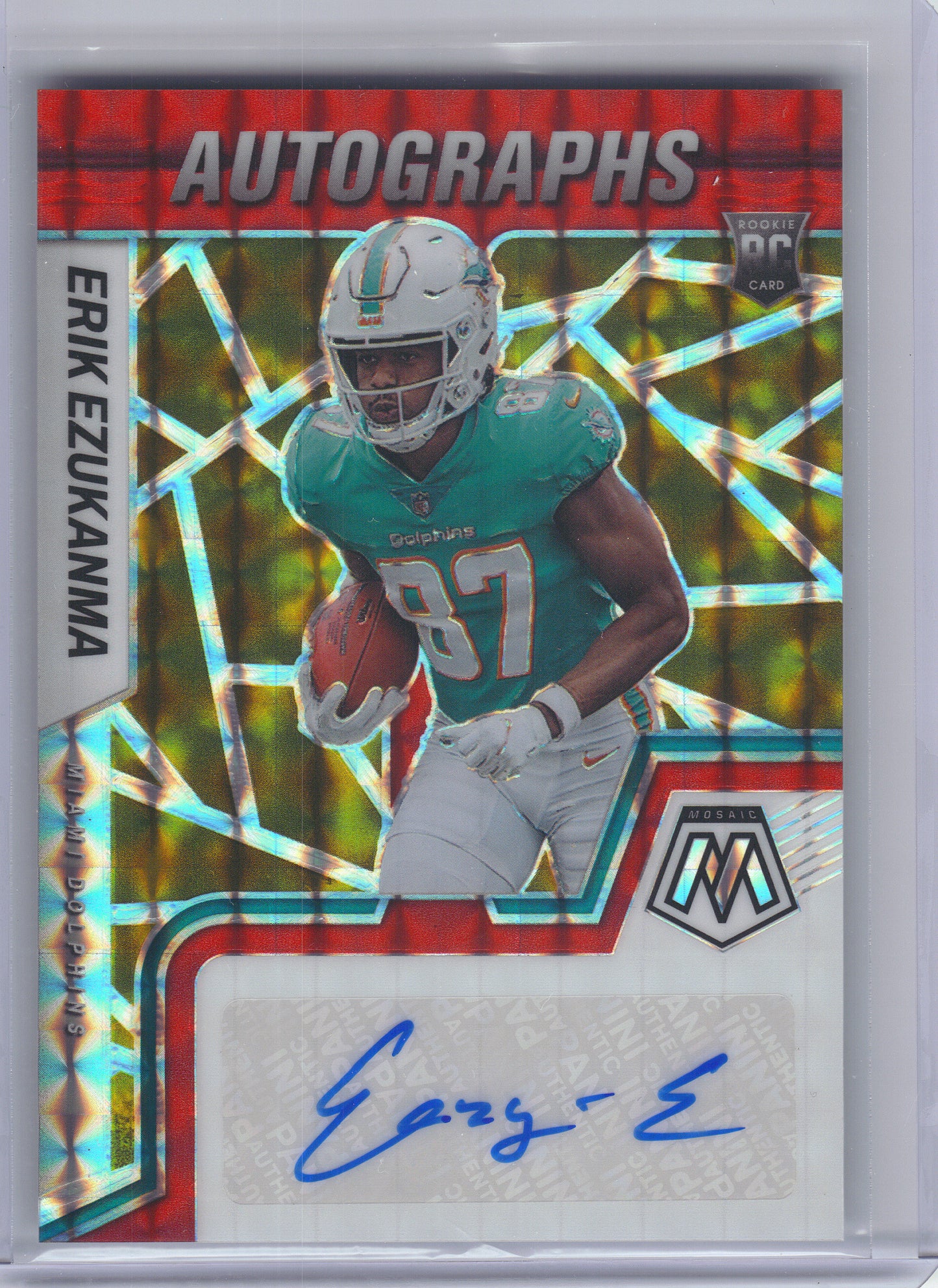 2022 Panini Mosaic #RAM-EE Erik Ezukanma Rookie Autographs Mosaic Miami Dolphins AU