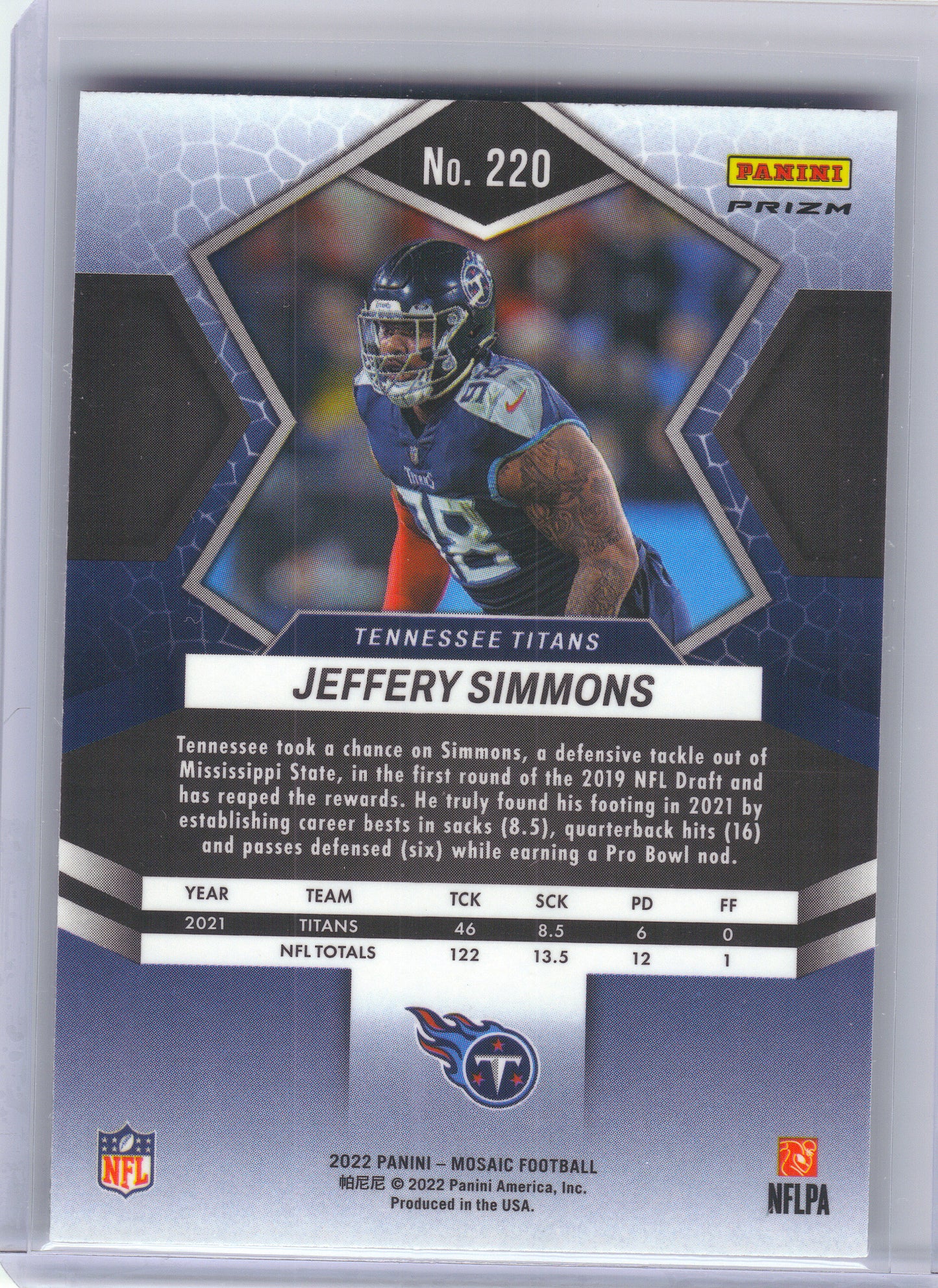 2022 Panini Mosaic #220 Jeffery Simmons Mosaic Green Tennessee Titans