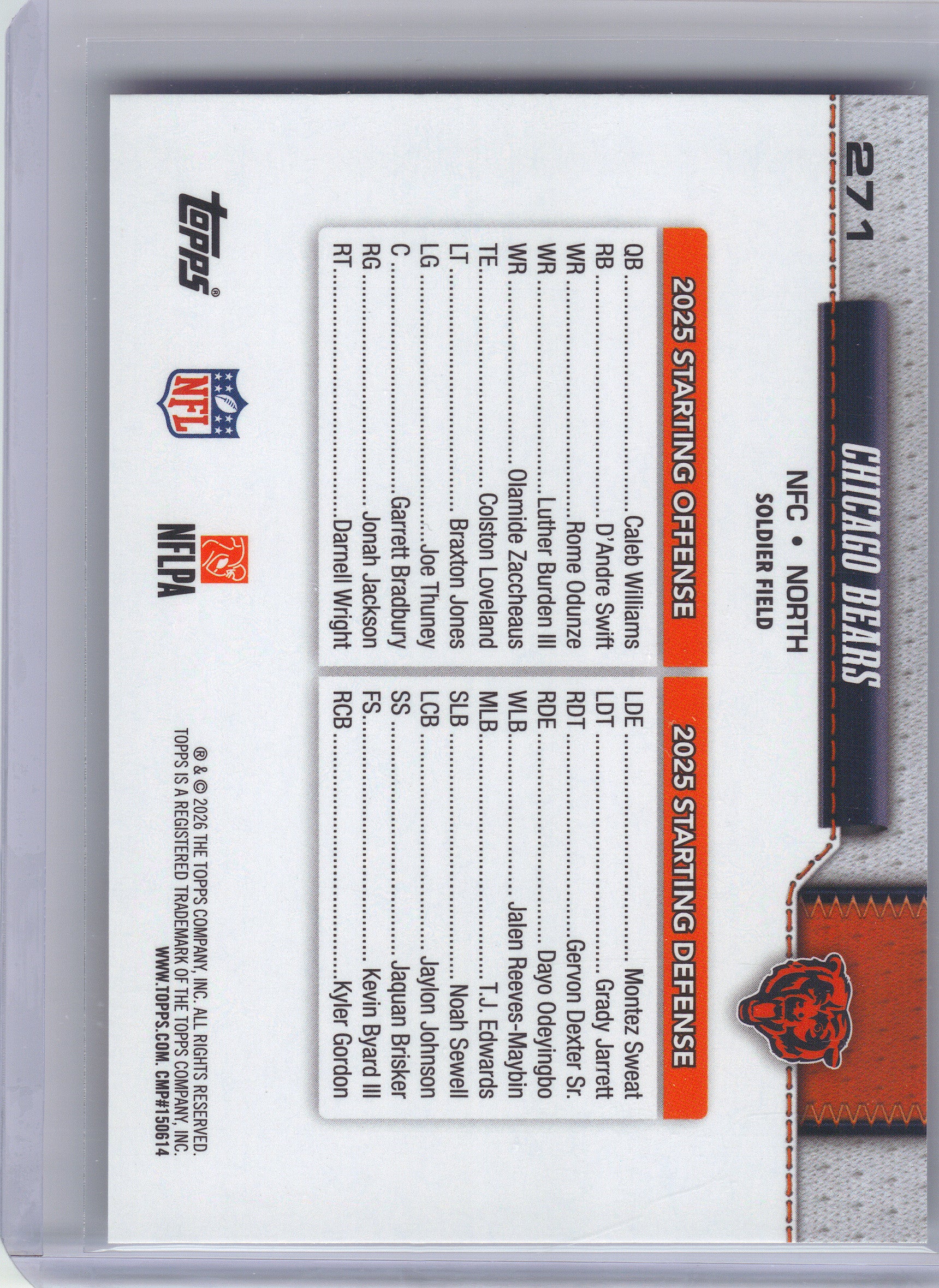 2026 Topps Flagship #271 Chicago Bears Chicago Bears