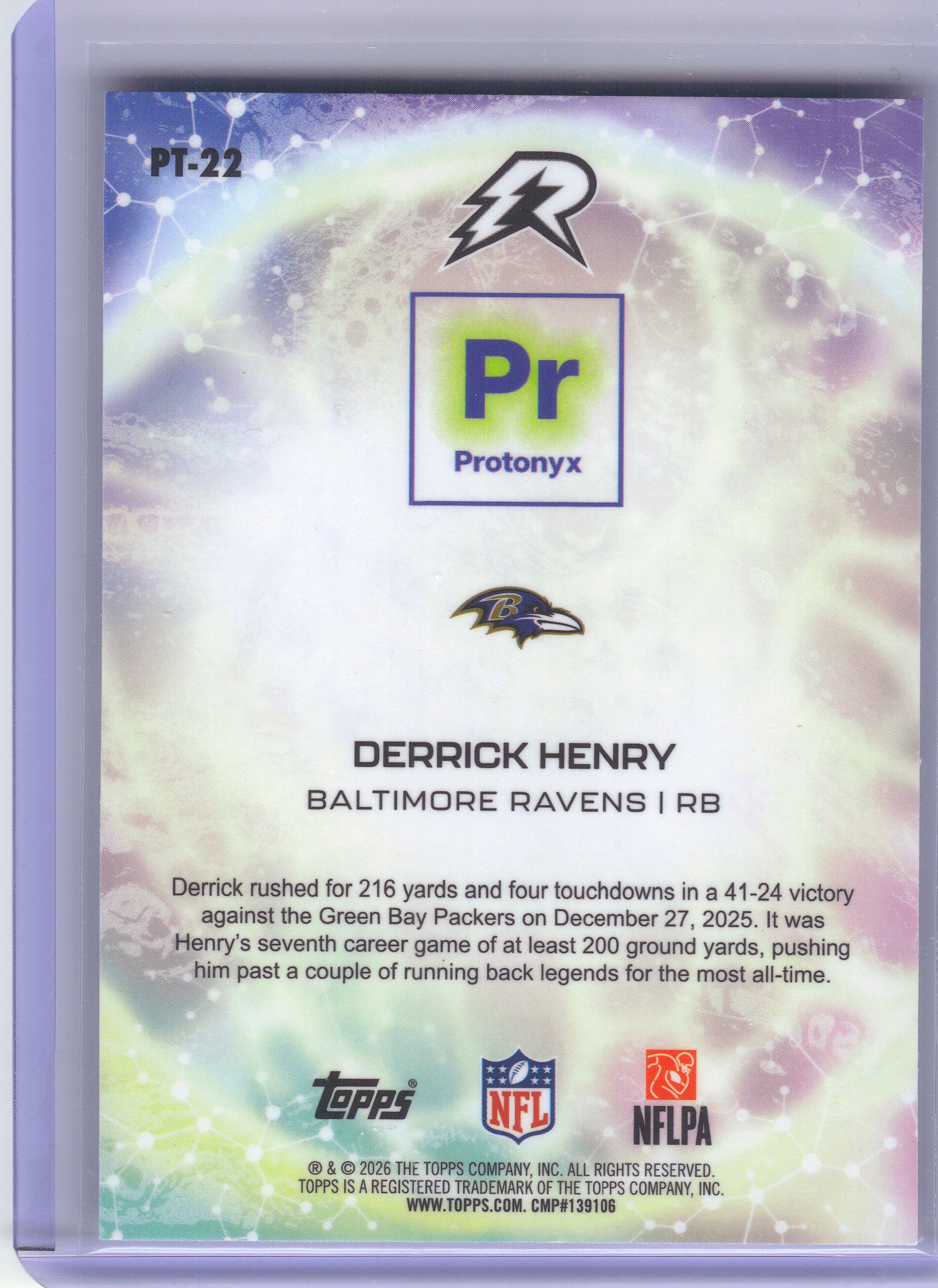 2025 Topps Resurgence #PT-22 Derrick Henry Protonyx Baltimore Ravens