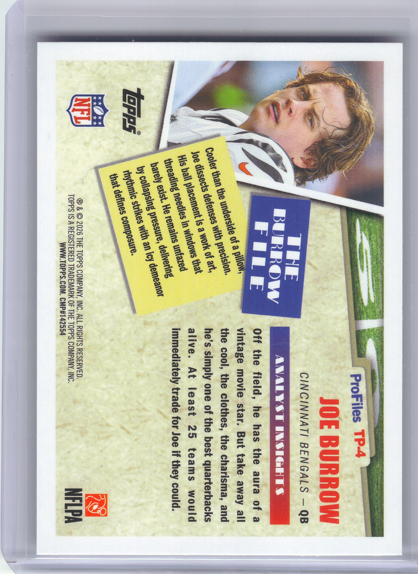 2026 Topps Flagship #TP-4 Joe Burrow Topps Profiles Cincinnati Bengals