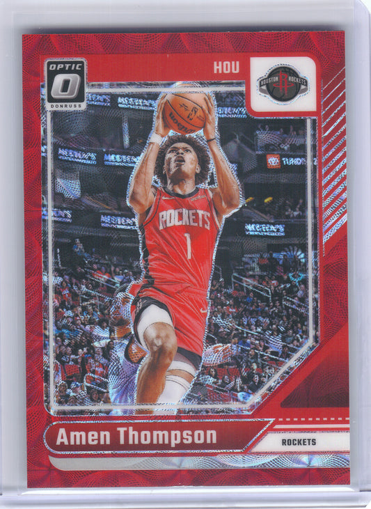 2024-25 Donruss Optic #169 Amen Thompson Red International Houston Rockets