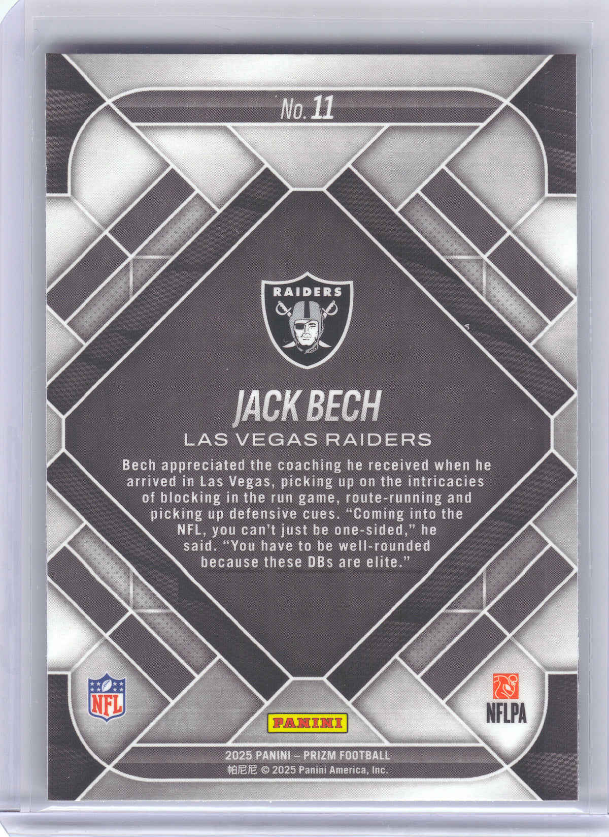 2025 Panini Prizm #11 Jack Bech Emergent Green Las Vegas Raiders