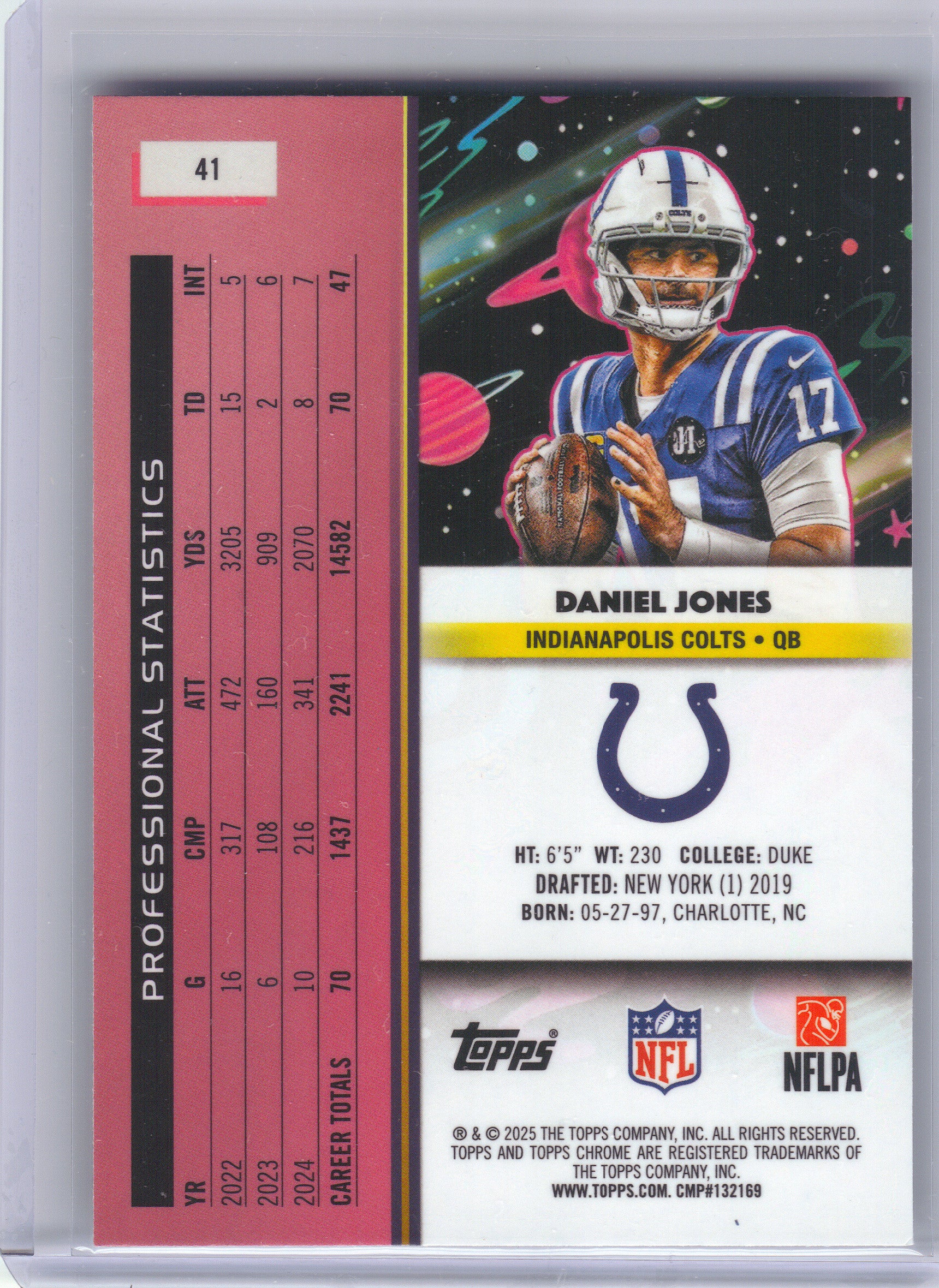 2025 Topps Chrome Cosmic #41 Daniel Jones Indianapolis Colts