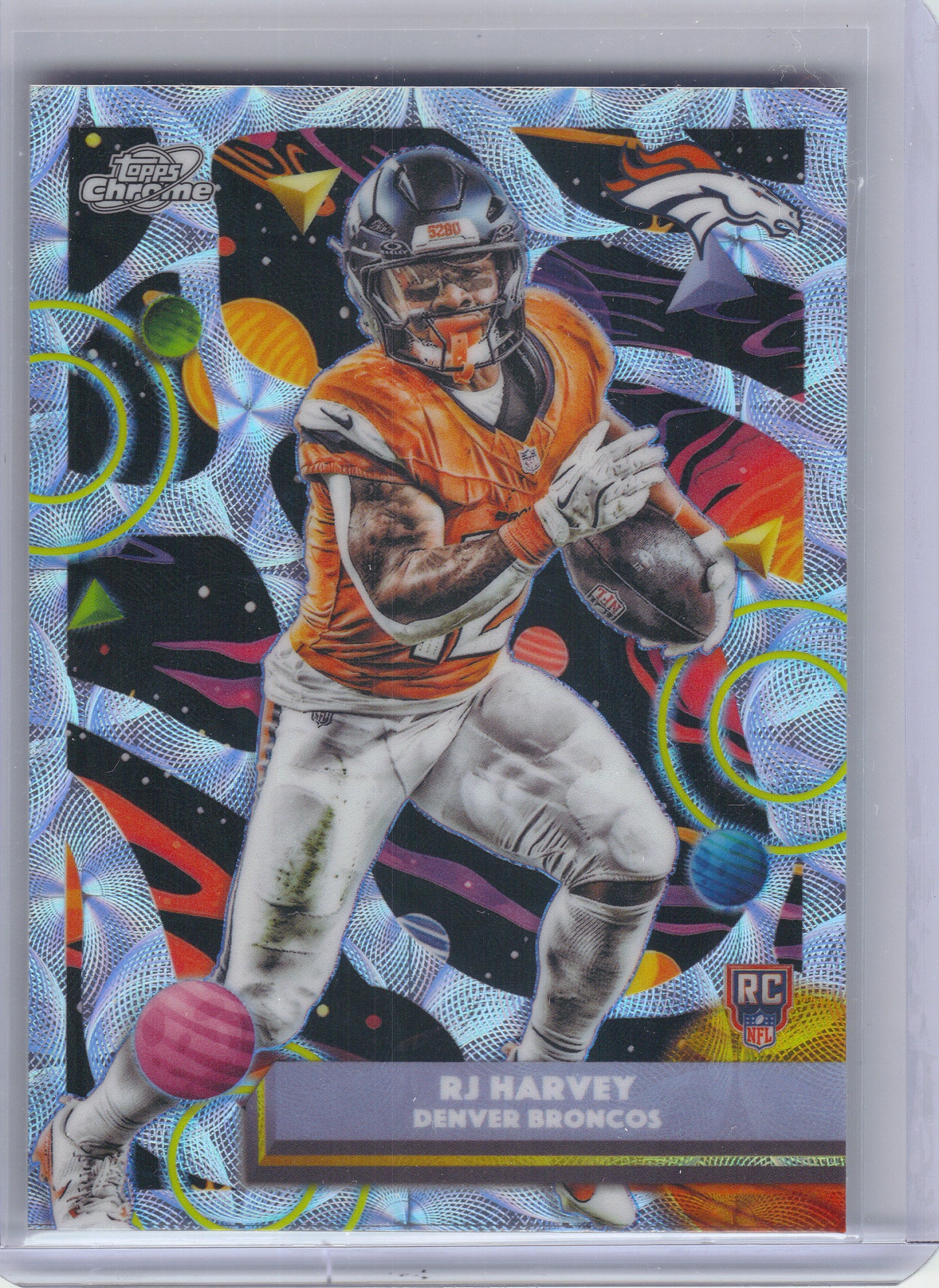 2025 Topps Chrome Cosmic #132 RJ Harvey Nucleus Refractor Denver Broncos RC