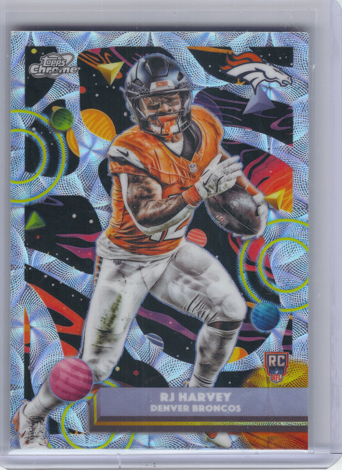 2025 Topps Chrome Cosmic #132 RJ Harvey Nucleus Refractor Denver Broncos RC