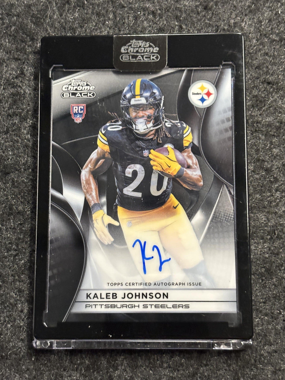 2025 Topps Chrome Black #RAU-KJ Kaleb Johnson Rookie Autographs Pittsburgh Steelers AU