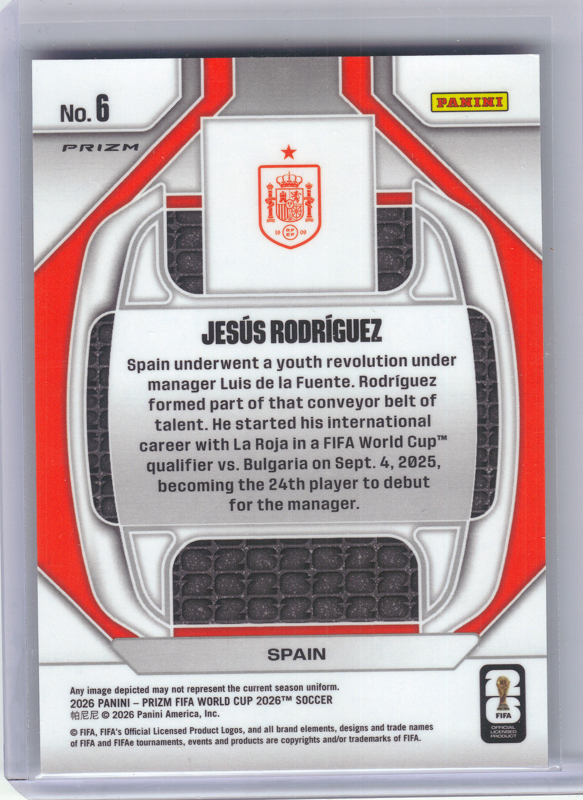2026 Panini Prizm FIFA World Cup #6 Jesus Rodriguez New Era Wave Prizms Spain