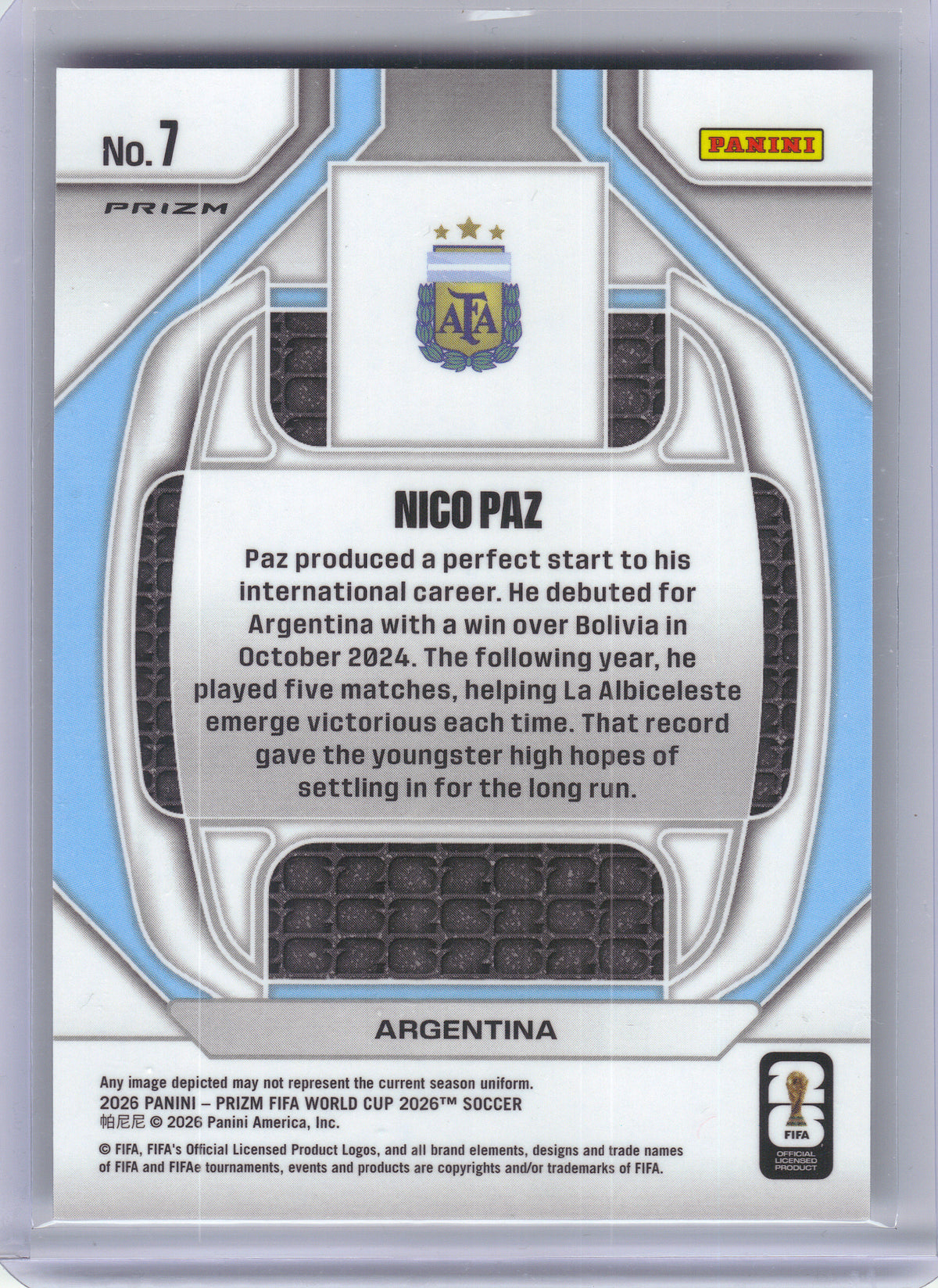 2026 Panini Prizm FIFA World Cup #7 Nico Paz New Era Wave Prizms Argentina