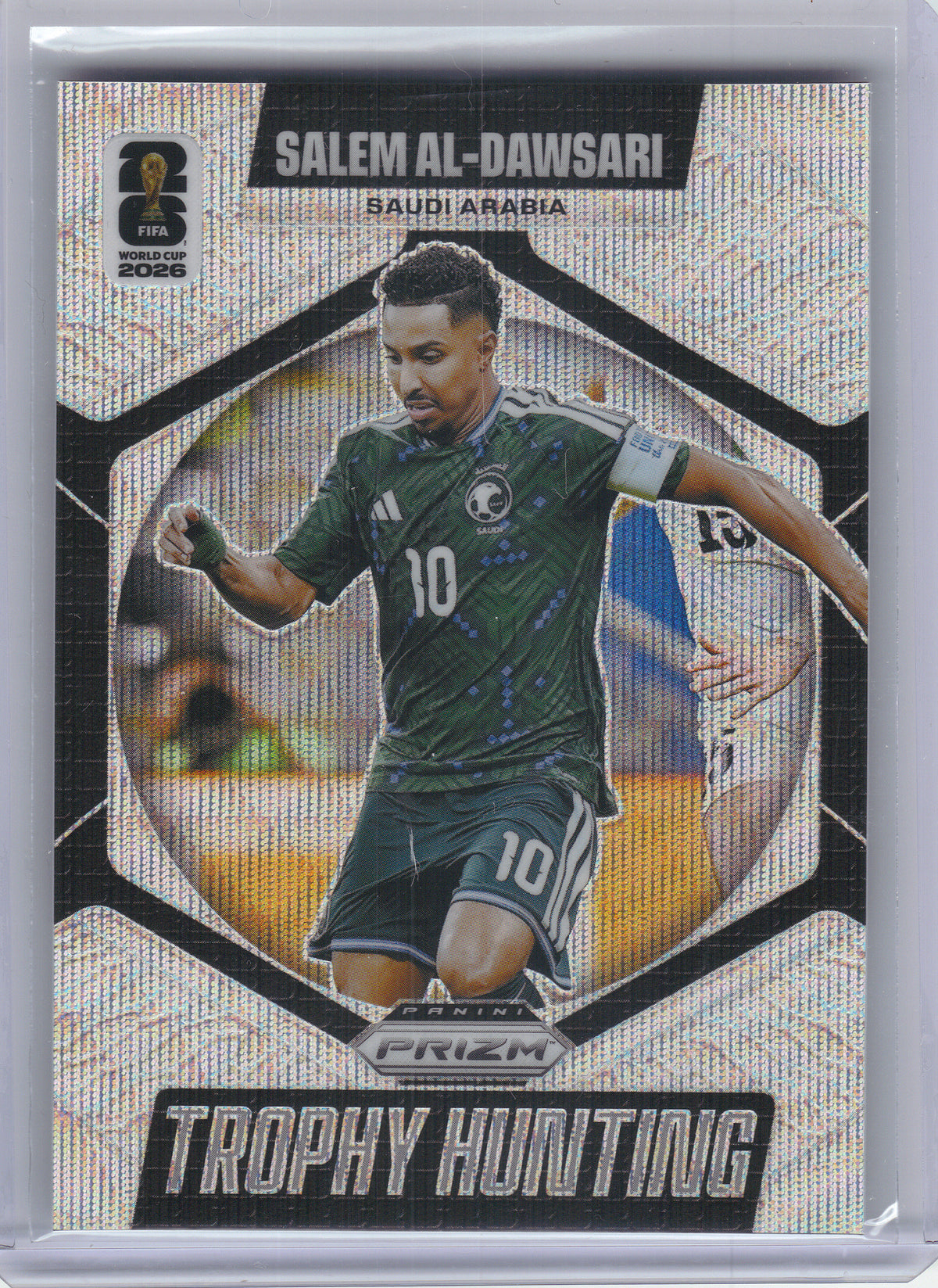 2026 Panini Prizm FIFA World Cup #18 Salem Al-Dawsari Trophy Hunting Silver Prizms Saudi Arabia