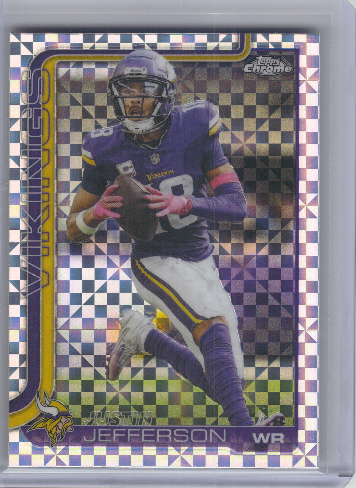 2025 Topps Chrome #195 Justin Jefferson X-Fractor Minnesota Vikings