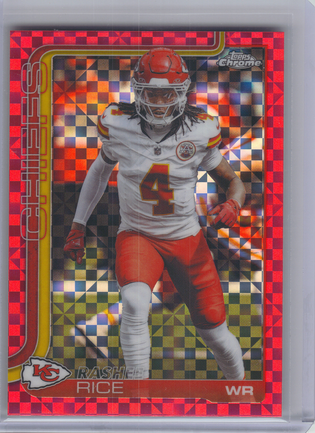 2025 Topps Chrome #147 Rashee Rice Hot Pink X-Fractor Kansas City Chiefs