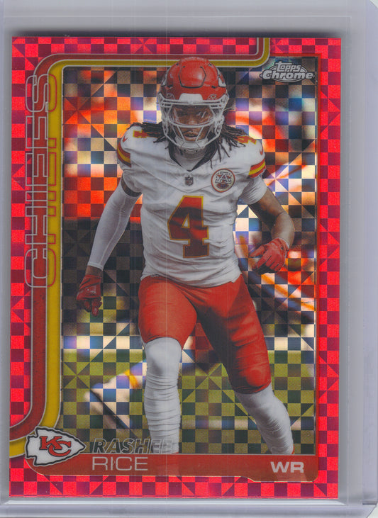 2025 Topps Chrome #147 Rashee Rice Hot Pink X-Fractor Kansas City Chiefs