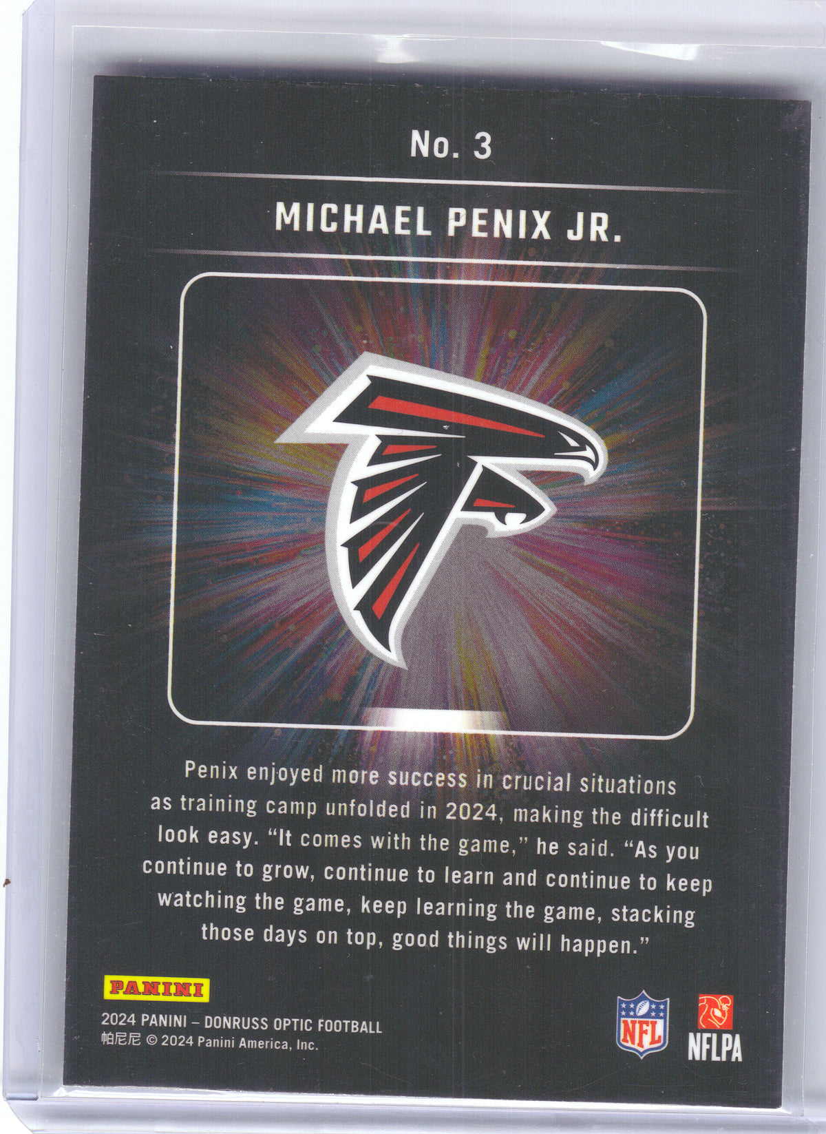 2024 Donruss Optic #3 Michael Penix Jr. Light It Up Atlanta Falcons