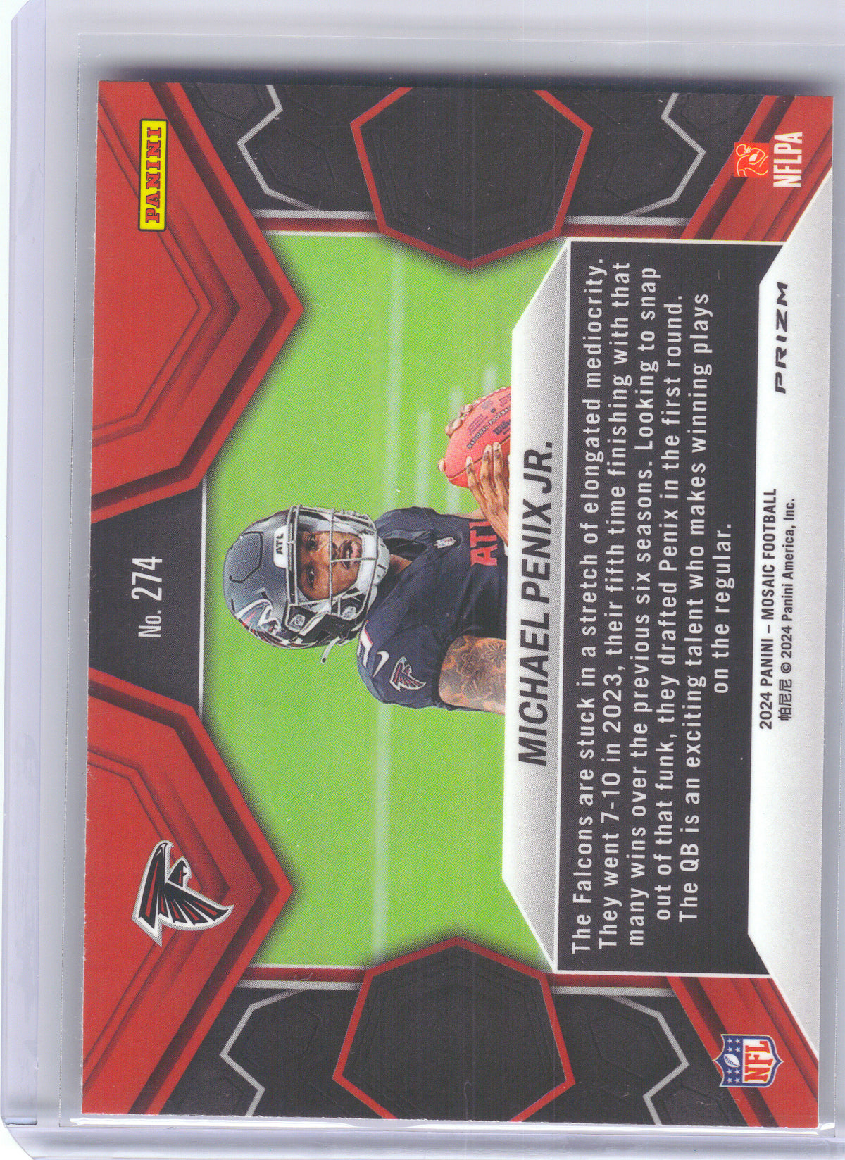 2024 Panini Mosaic #274 Michael Penix Jr. Mosaic Camo Pink Atlanta Falcons