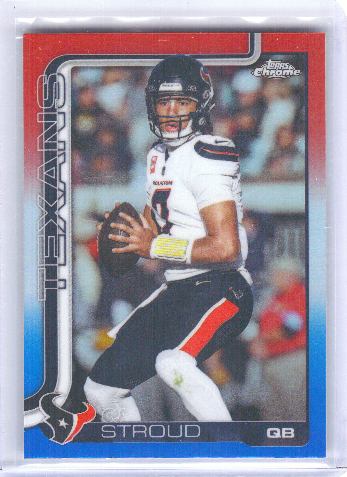 2025 Topps Chrome #119 CJ Stroud Red White and Blue Refractor Houston Texans
