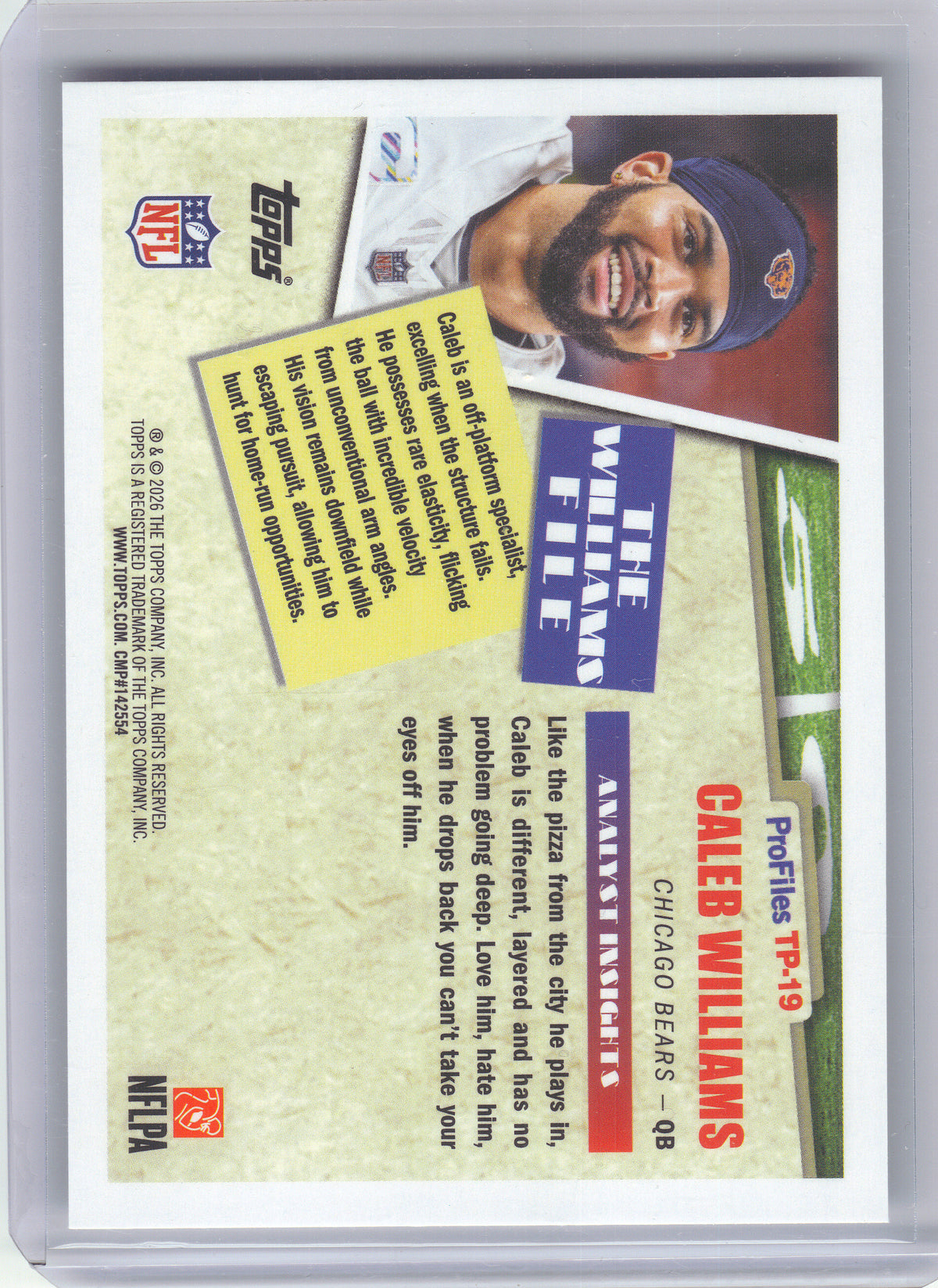 2026 Topps Flagship #TP-19 Caleb Williams Topps Profiles Chicago Bears