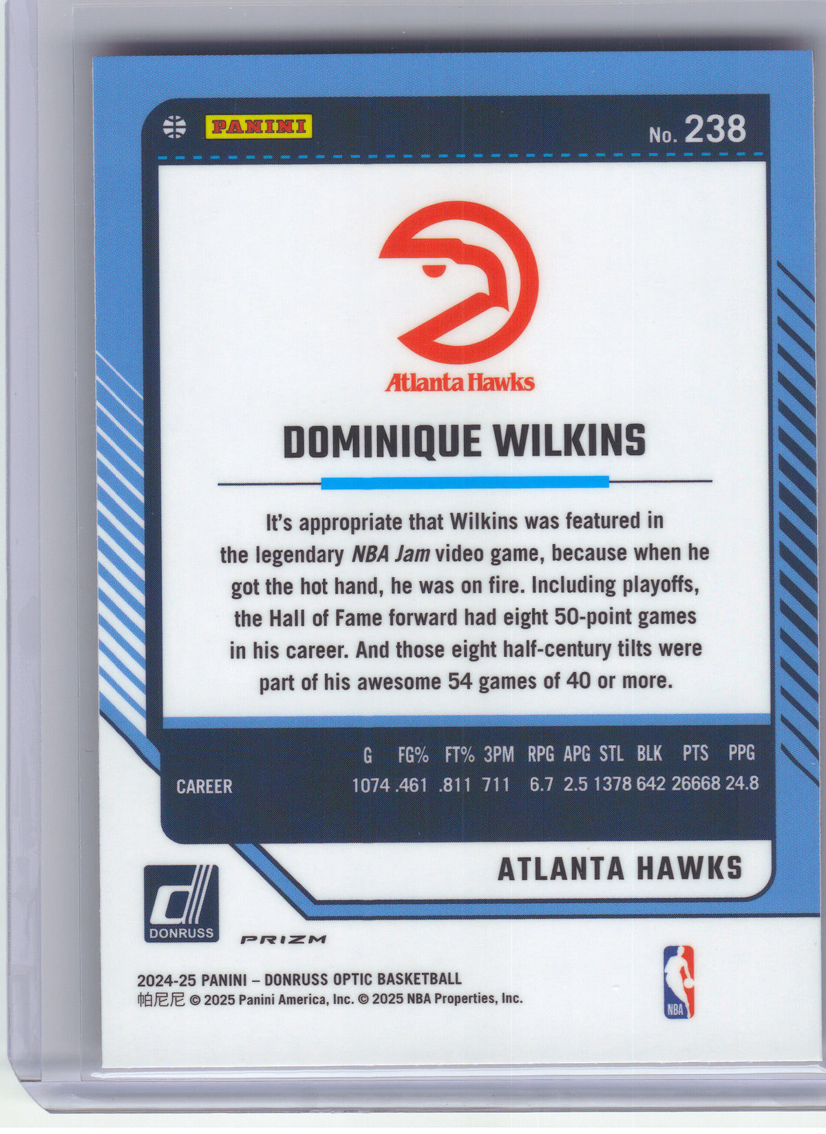 2024-25 Donruss Optic #238 Dominique Wilkins Red International Atlanta Hawks