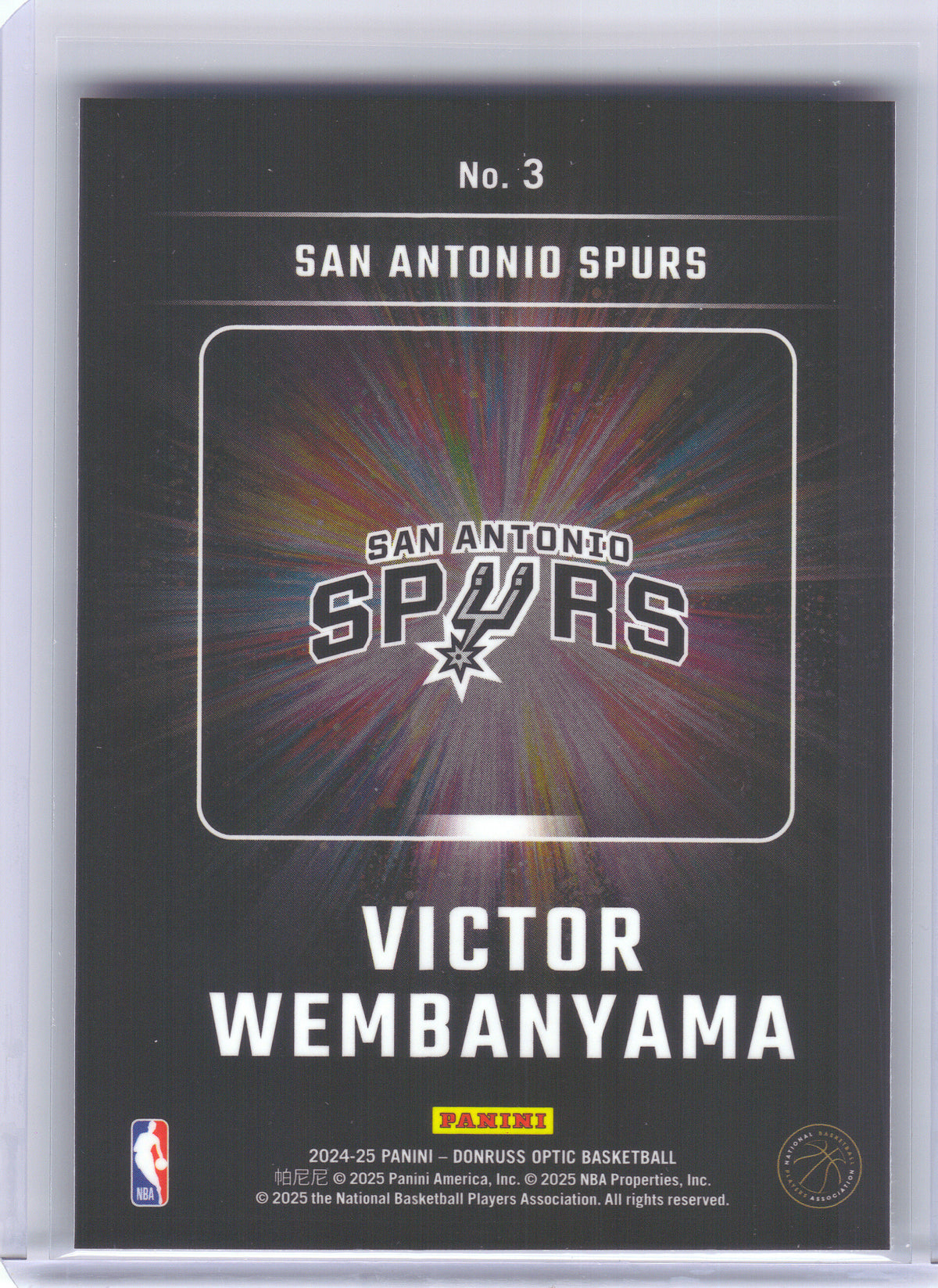 2024-25 Donruss Optic #3 Victor Wembanyama Lights Out San Antonio Spurs