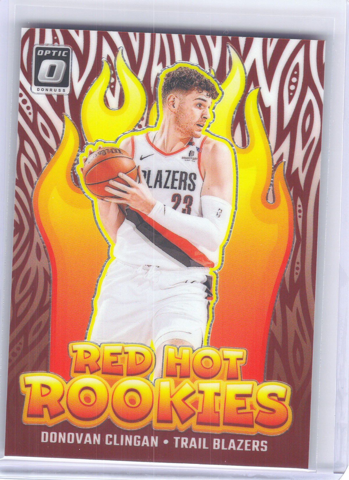 2024-25 Donruss Optic #15 Donovan Clingan Red Hot Rookies Holo Portland Trail Blazers