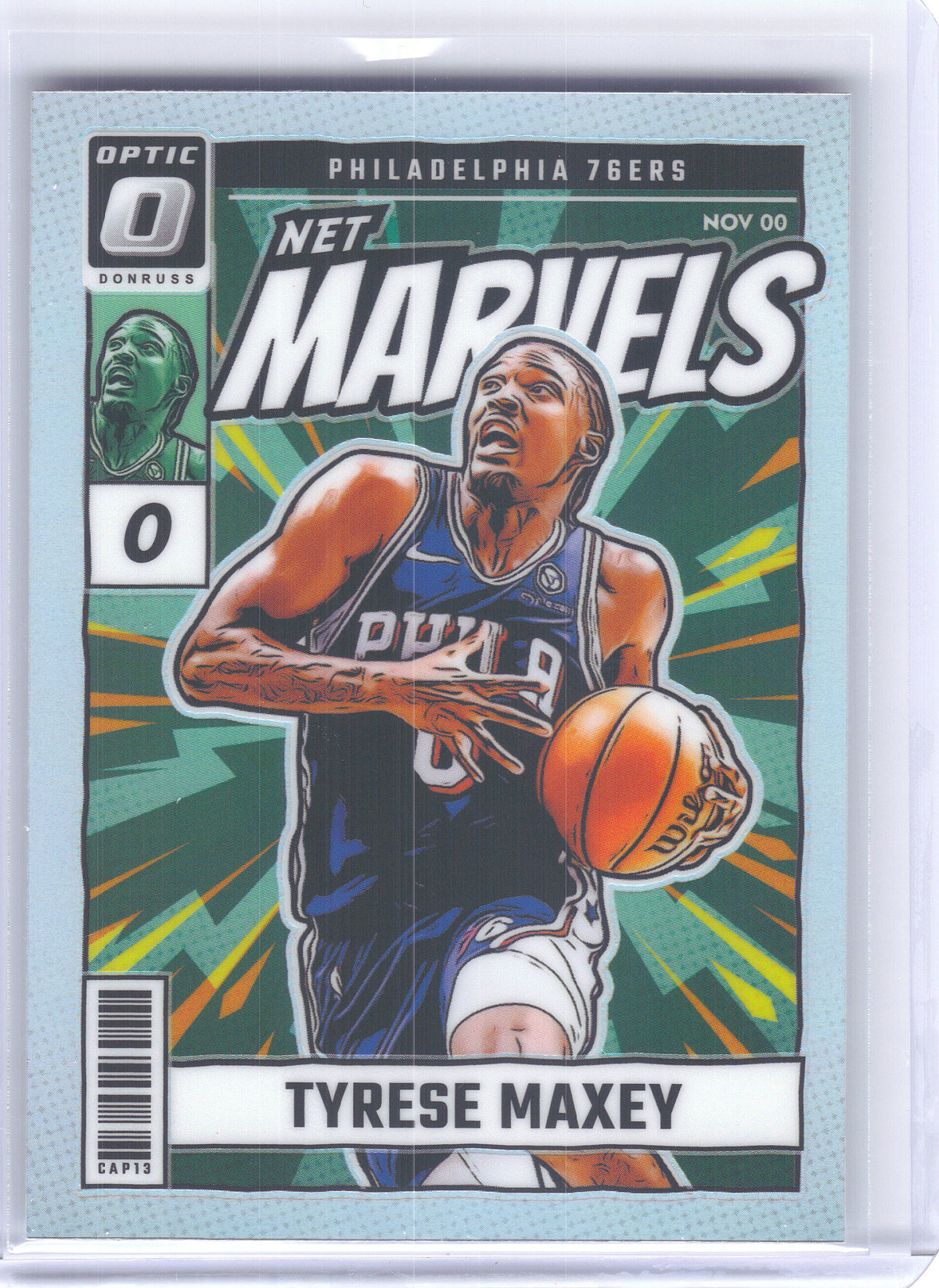 2024-25 Donruss Optic #19 Tyrese Maxey Net Marvels Holo Philadelphia 76ers