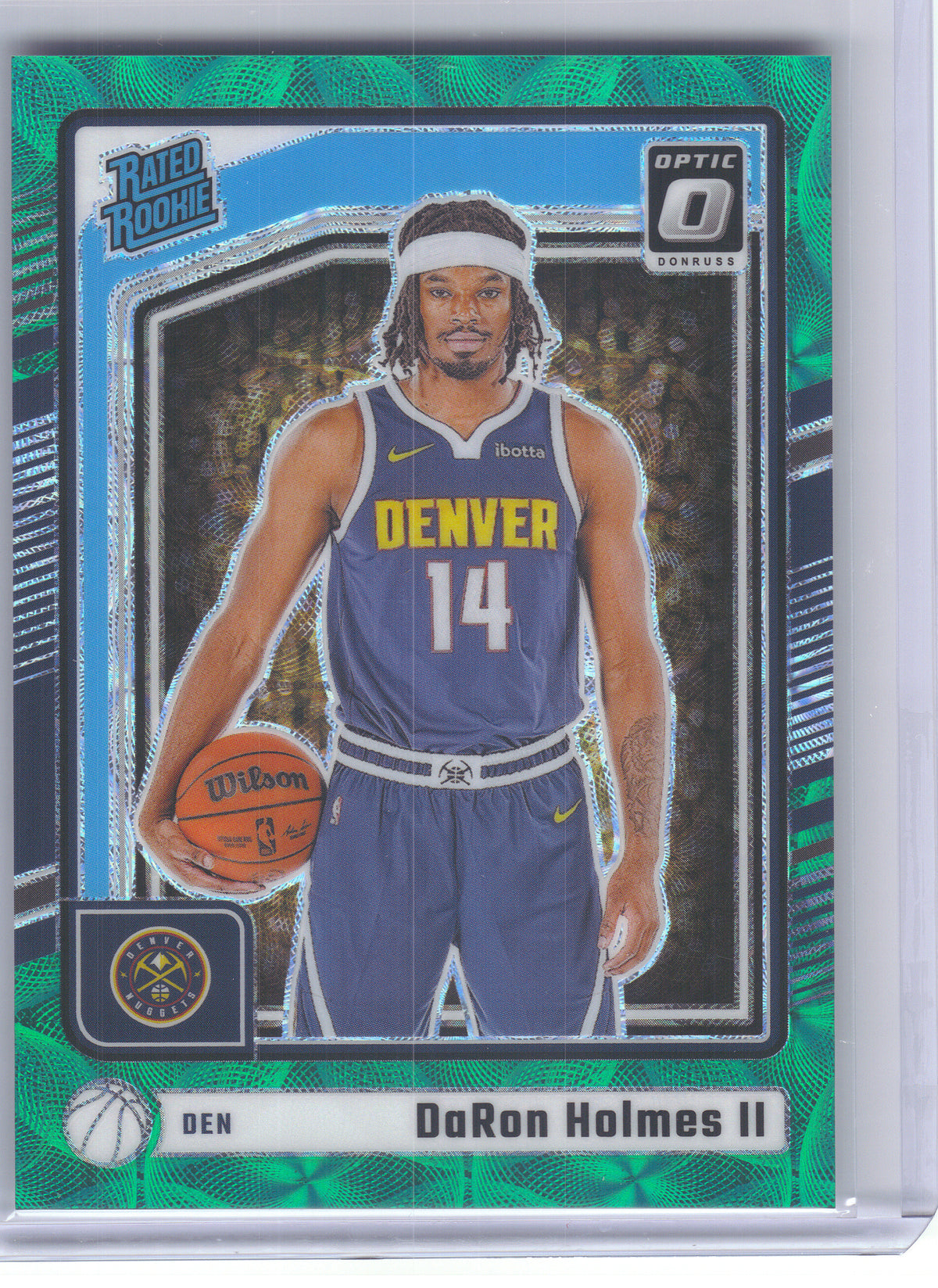 2024-25 Donruss Optic #262 DaRon Holmes II Green International #/25 Denver Nuggets SN, RC