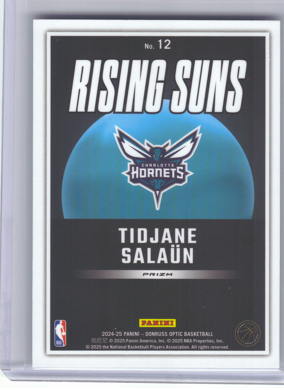 2024-25 Donruss Optic #12 Tidjane Salaun Rising Suns Holo Charlotte Hornets