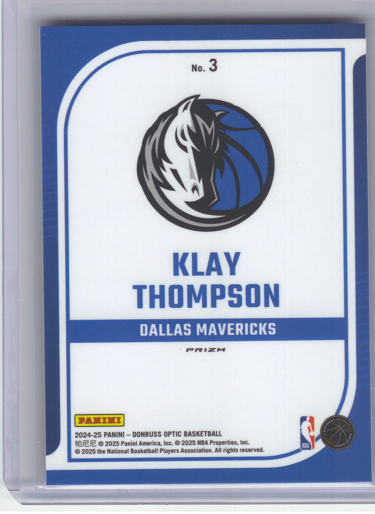 2024-25 Donruss Optic #3 Klay Thompson Elite Dominators Red International Dallas Mavericks