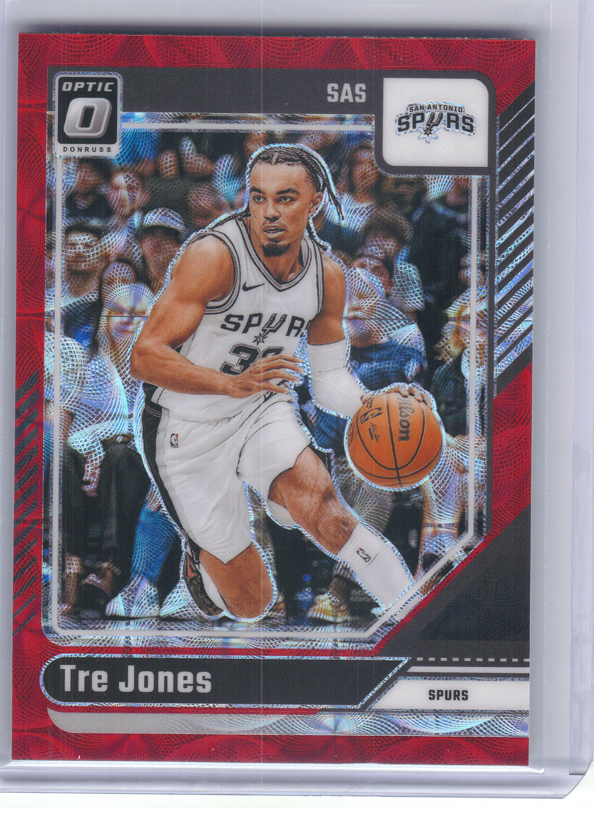 2024-25 Donruss Optic #112 Tre Jones Red International San Antonio Spurs